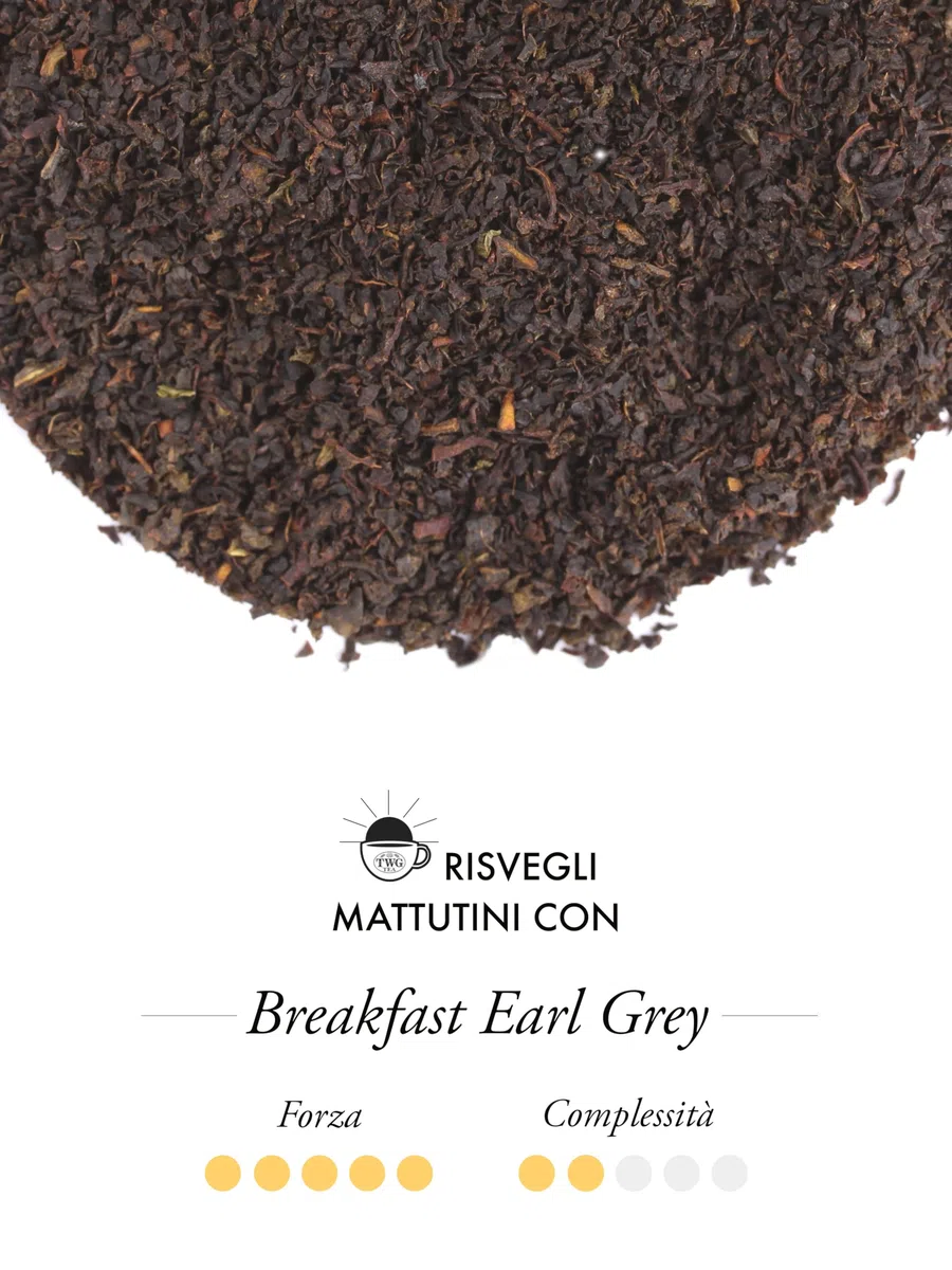 TWG Tea | Breakfast Earl Grey | Tè Nero | Bergamotto | 15 Bustine di Tè in Cotone Cucite a Mano| Set Regalo