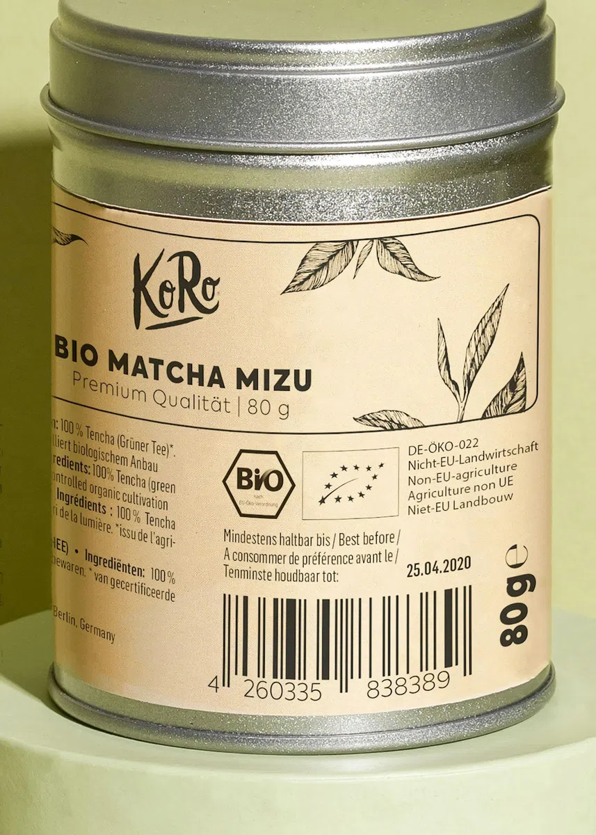 KoRo - Tè Matcha Mizu bio 80 g - Qualità premium - Pratico barattolo di metallo - Per matcha latte e dolci