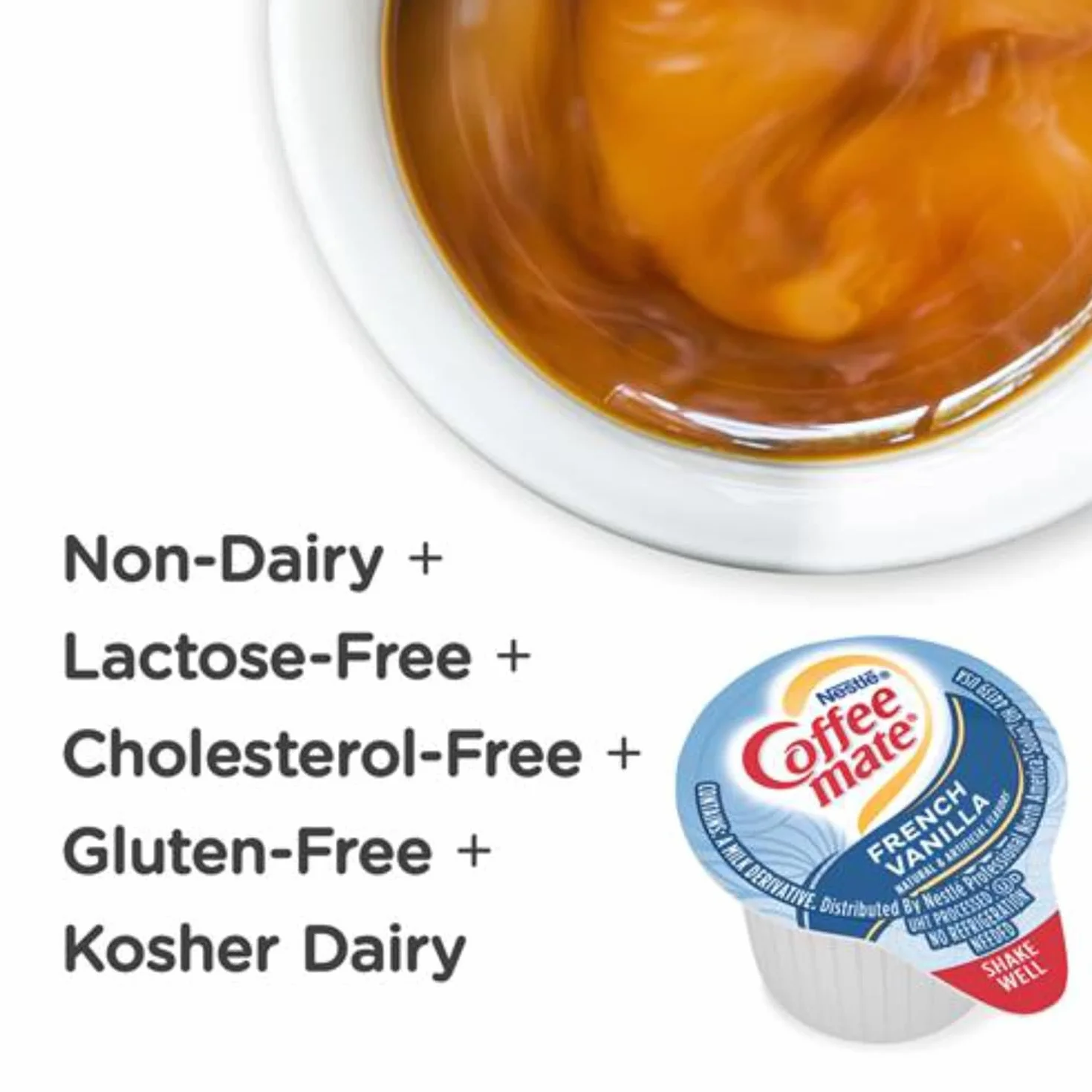 Nestle Coffee mate Liquid Coffee Creamer Singles, French Vanilla, scatola da 50 ct (confezione da 2) con paletta World Food Shop