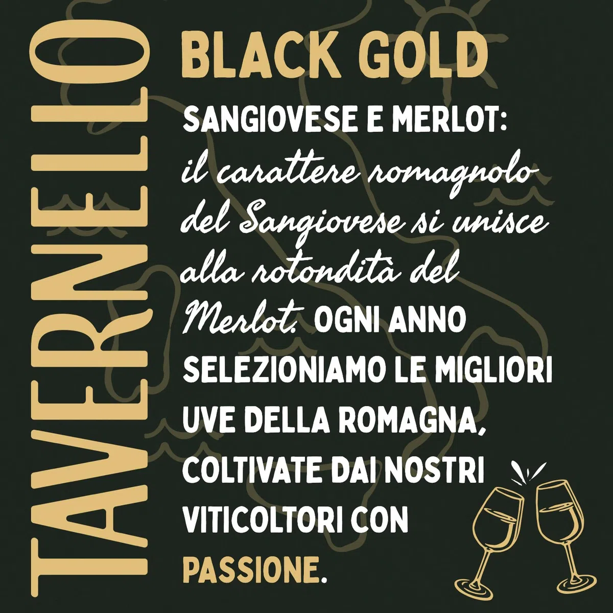 Tavernello Black Gold Vino Rosso Sangiovese Merlot Rubicone IGT, 13.5% Vol, Confezione con 15 Brik da 500 ml