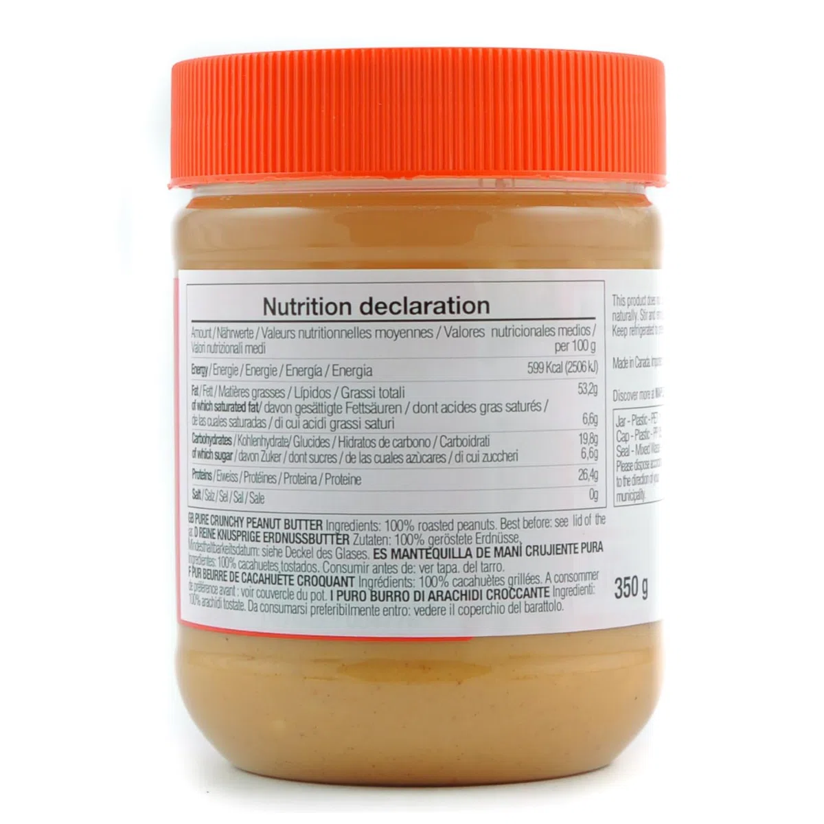 MapleFarm - 100% Puro Burro d'arachidi croccante 1 x 325g - Crema proteica e naturale - Crunchy peanut butter