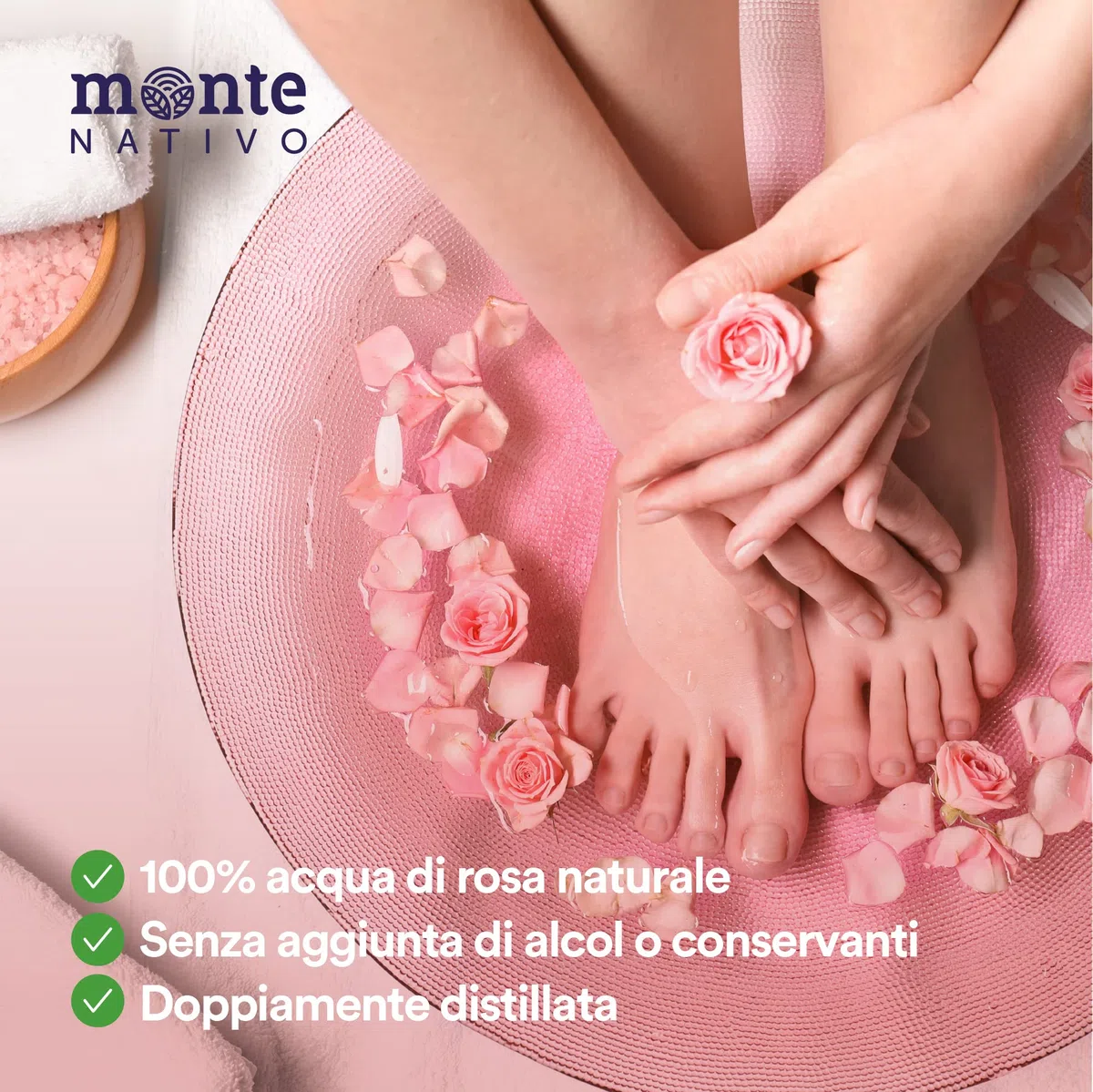 Acqua di Rosе Purа MonteNativo 2x500ml(1000ml)-100% Naturale, Vera Acqua di Rose, Puro e Naturale, Idrolato di Rose Naturali, Doppia Distillazione di Vapore Acqueo, Cosmetici Naturali, Rosa Naturale