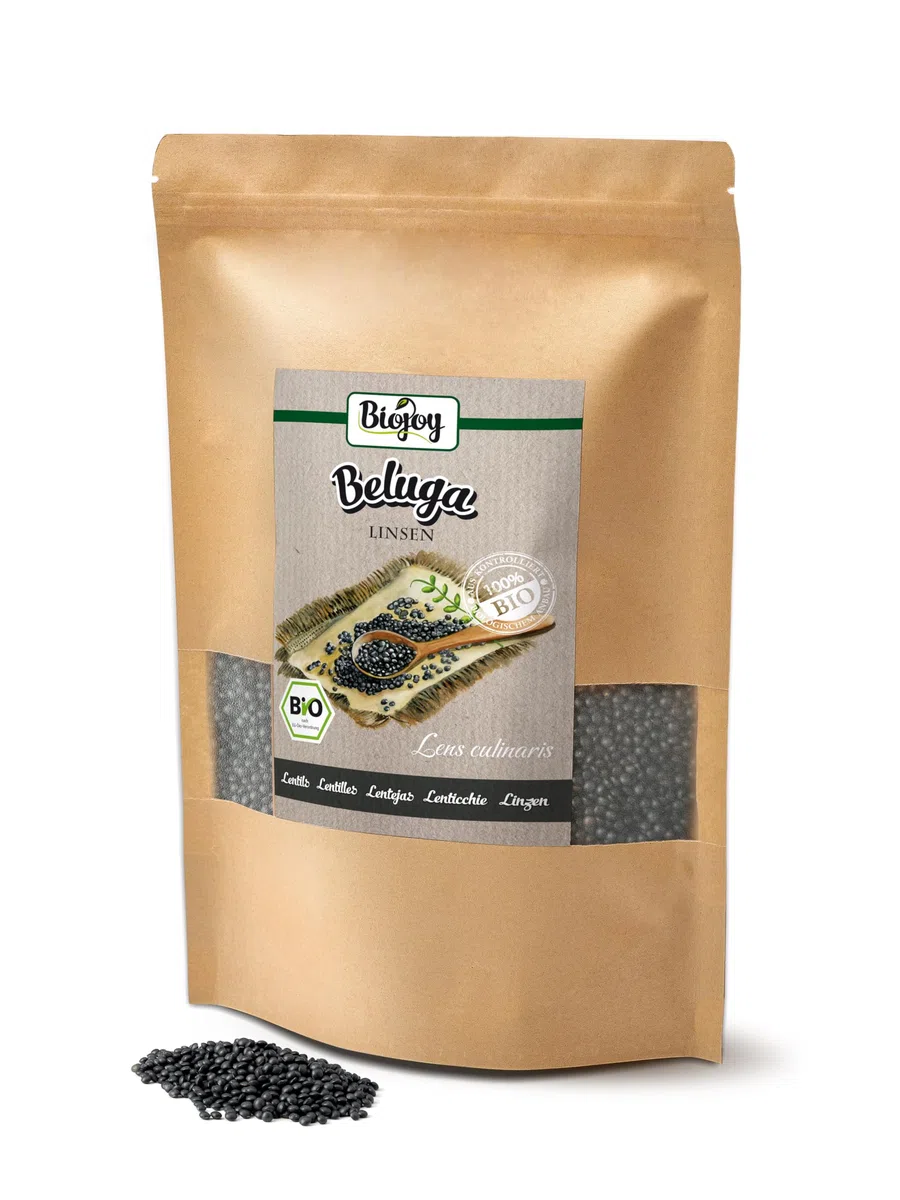 Biojoy Lenticchie nere Beluga BIO (1,5 kg), essiccato e intero, senza additivi