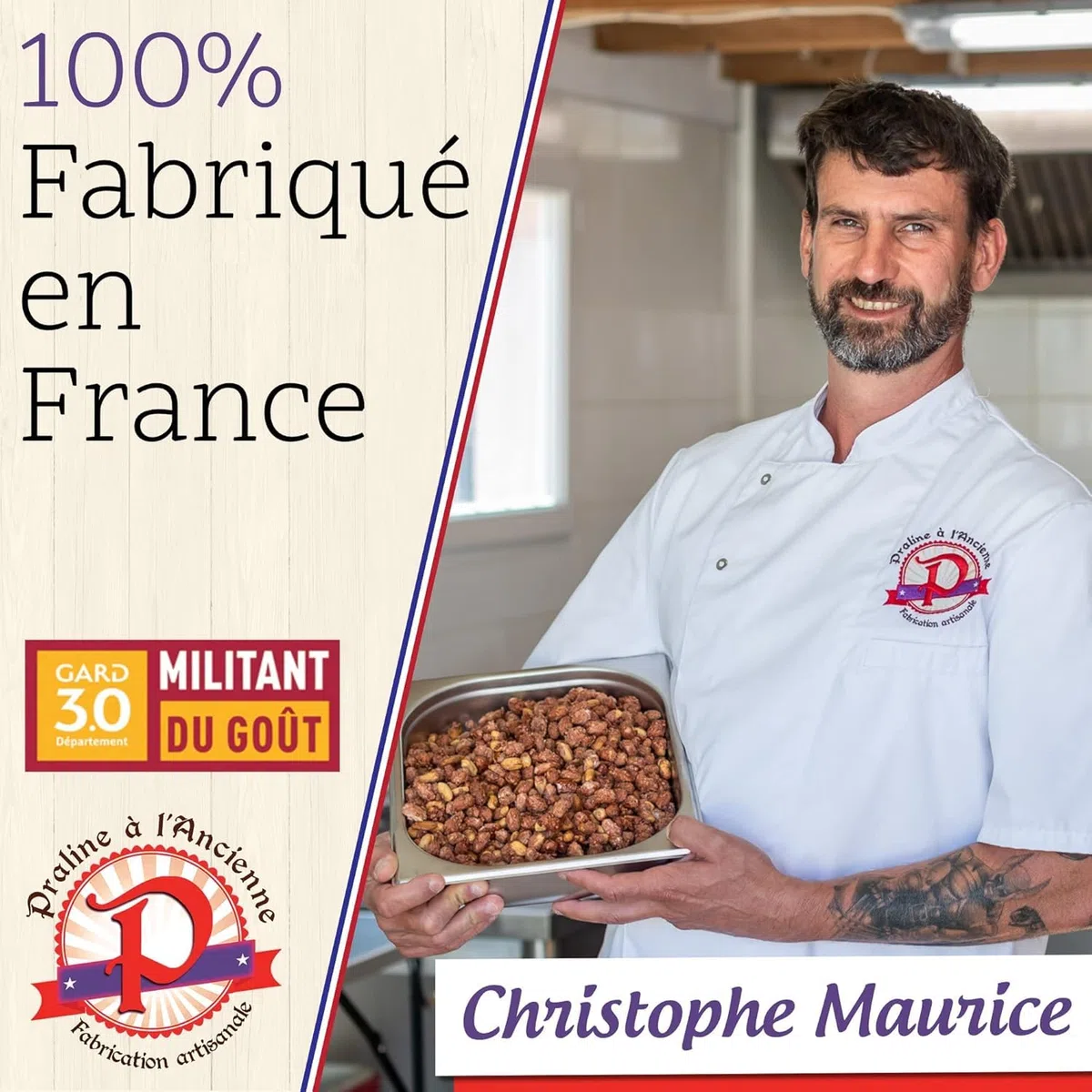 Pralines à l'Ancienne - Cofanetto regalo Praline "L'esotico" - Scrunchi-dolcetti artigianali - 3 sacchetti regalo - Arachidi, pistacchi, noci di pecan - Made in France