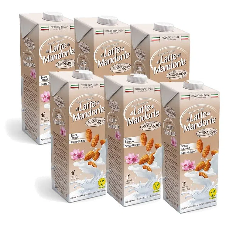 6 x Latte di mandorla artigianale Calabrese 1 Lt | FORMATO RISPARMIO 6 BRICK 1 LT CAD.