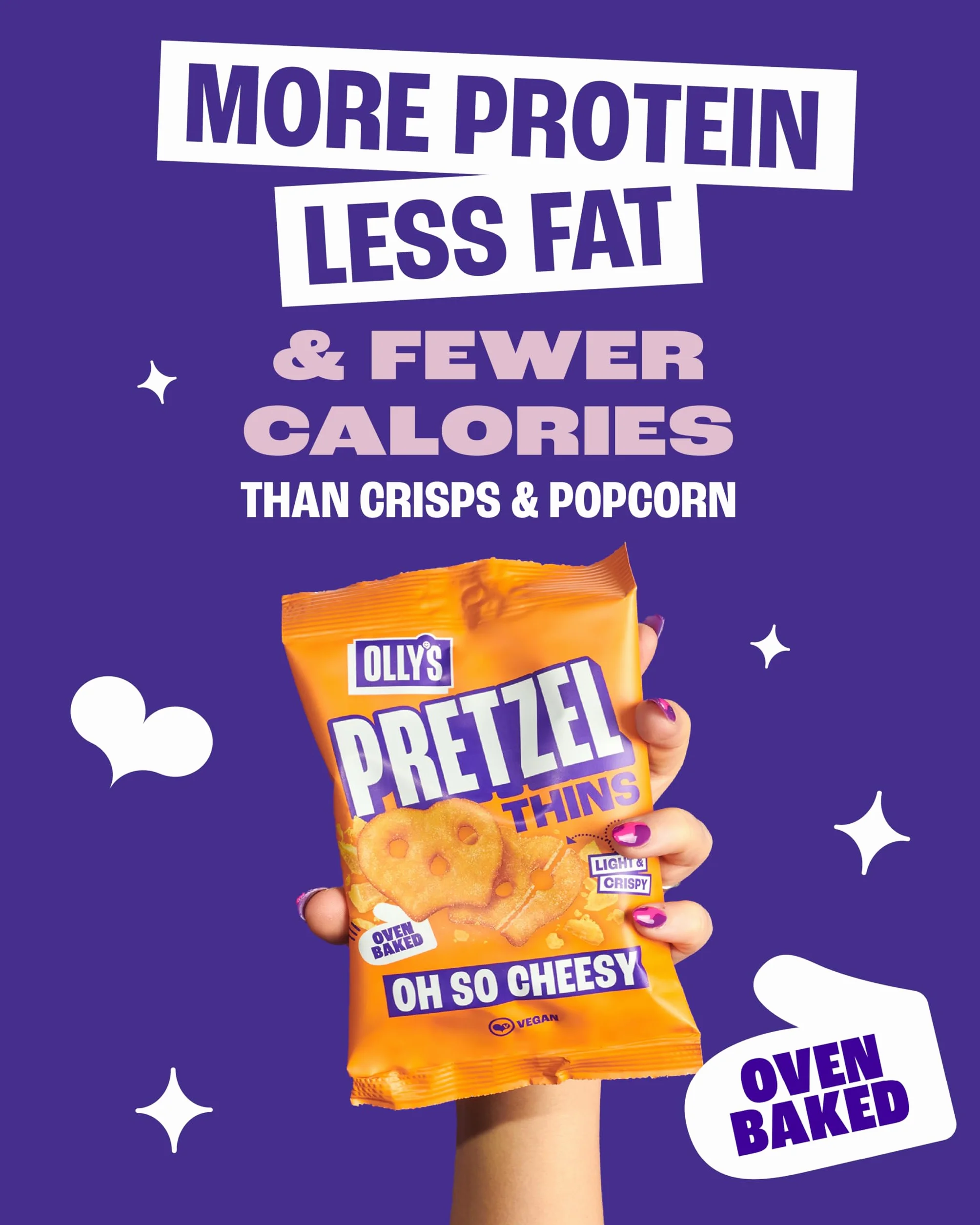 Olly's Pretzel Thins, nuova confezione varietà, 35 g (confezione da 10), x2 salati, x2 semi multipli, x2 panna acida, 2 peperoncini dolci x2 formaggio, snack ipocalorici, basso contenuto di grassi,