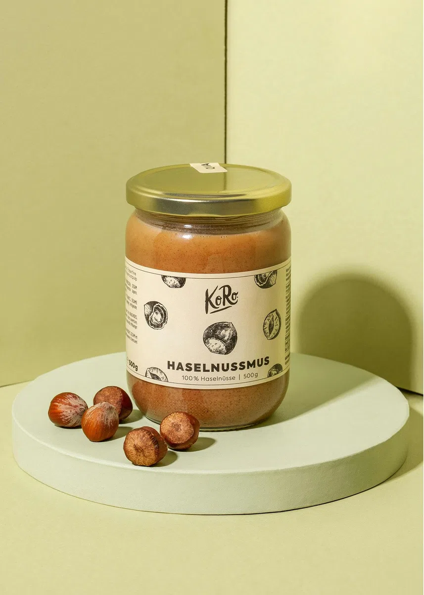 KoRo - Crema di nocciole 2 x 500 g - 100% nocciole - senza zuccheri - vegan - per dolci e gelati - senza olio di palma