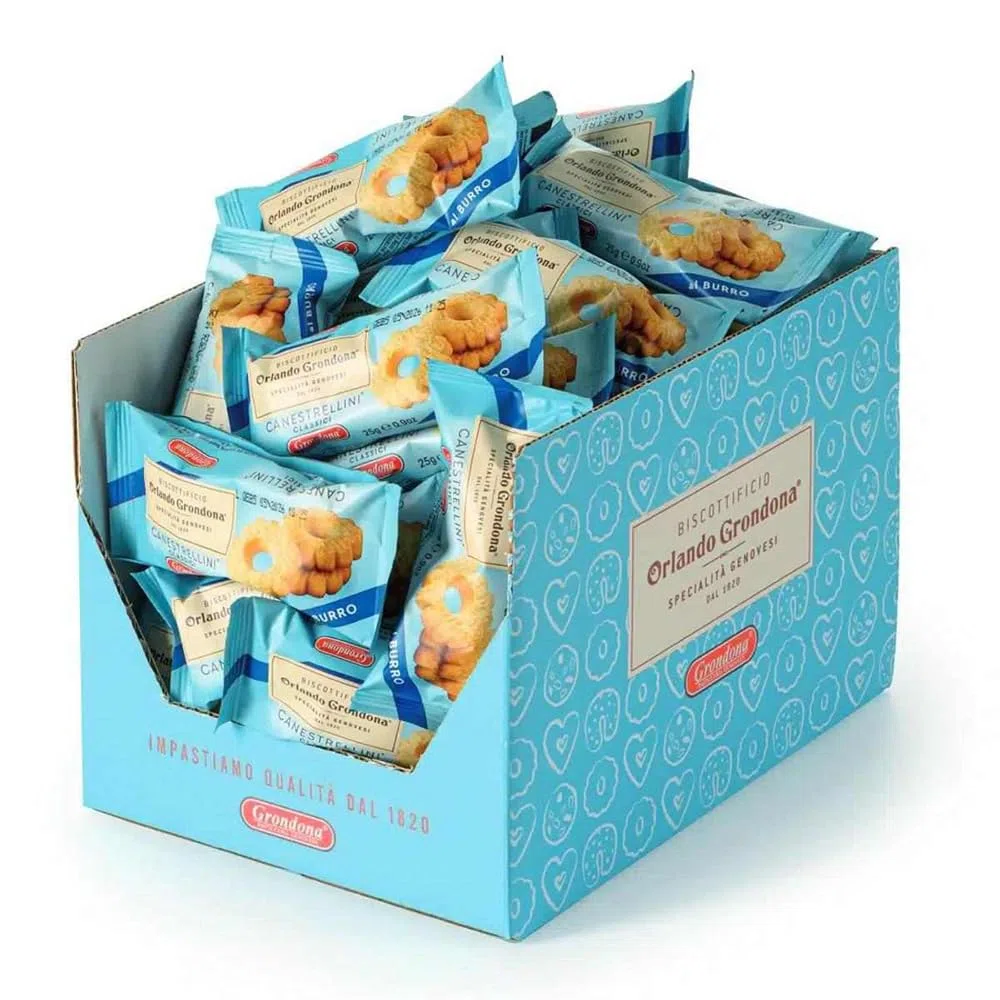 Grondona Canestrellini, Biscotti di Pasta Frolla al Burro Confezione da 40 x 25g