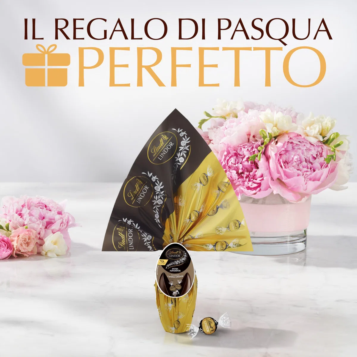 Lindt LINDOR Uovo di Pasqua 2026 Cioccolato Fondente 70% Cacao, con sorpresa Cioccolatini LINDOR Fondenti 70%, Idea Regalo Pasqua, Formato 180g