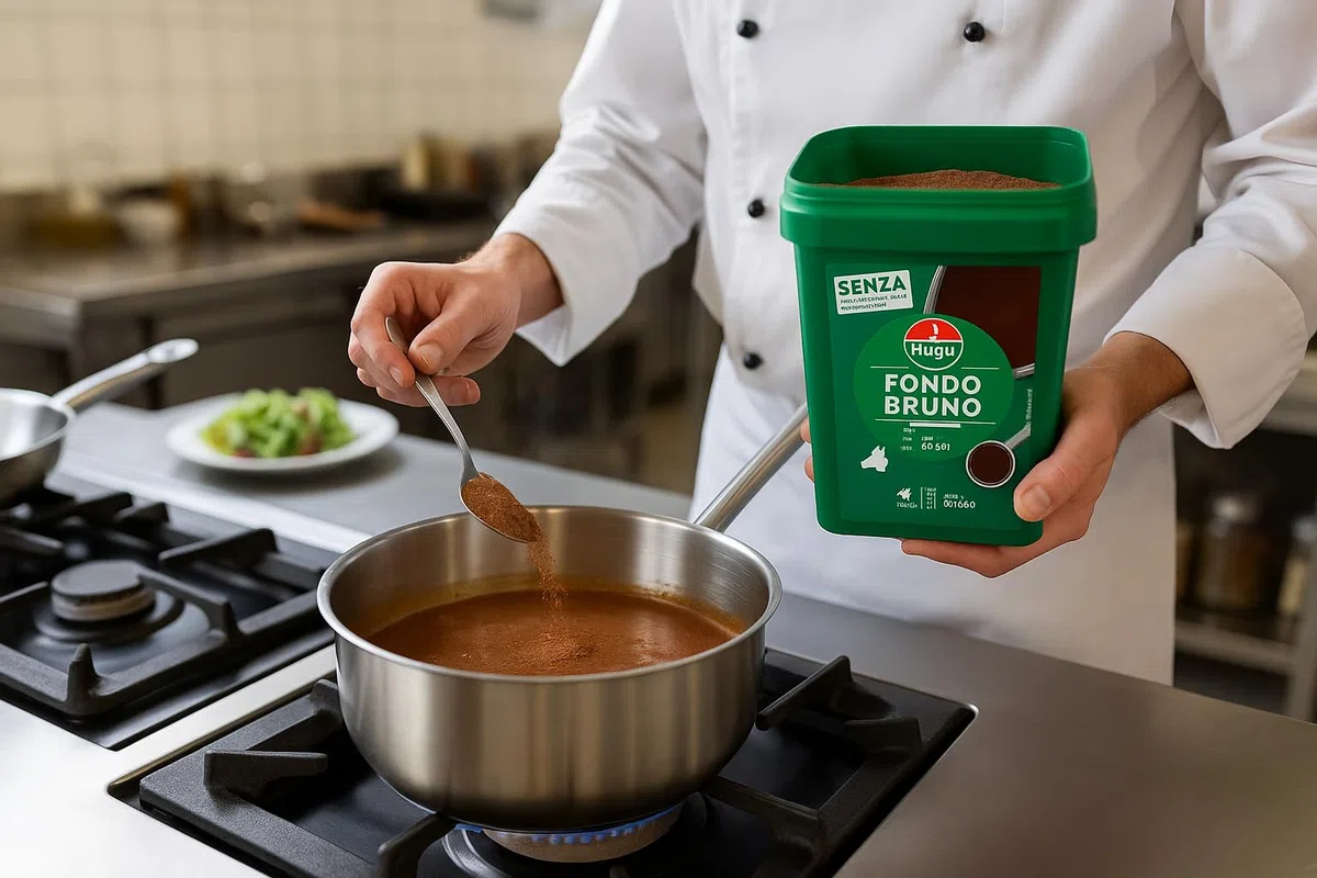 Fondo Bruno in Polvere 650g – Preparato Professionale per Salse, Fondi e Cucina Gourmet – Resa fino a 13 Litri, Senza Glutine, Lattosio e Glutammato – Ideale per Ristoranti e Uso Domestico