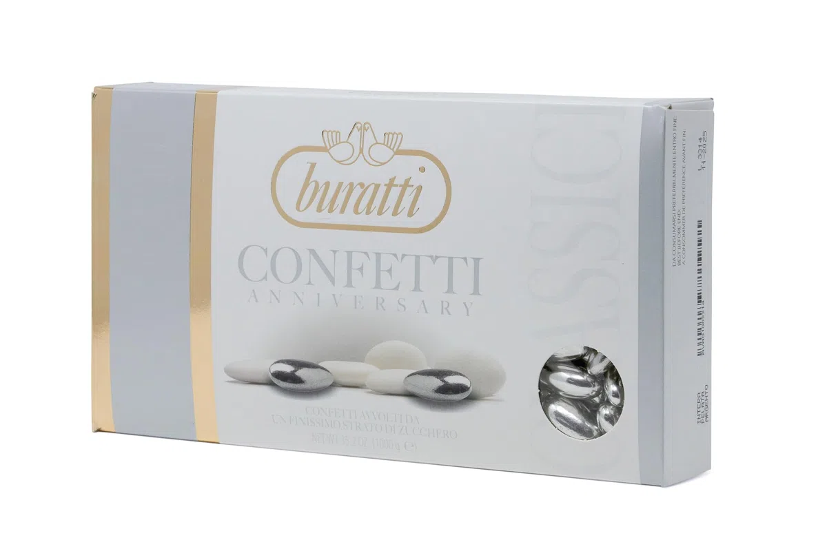 Buratti Confetti Intera Pelata Argento - 1 kg