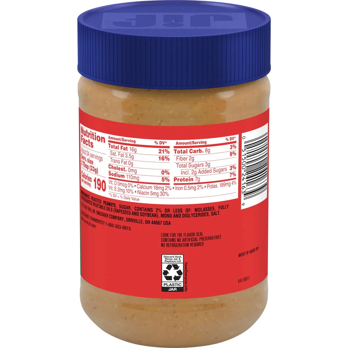 Jif Extra Crunchy Peanut Butter, 830ml (Pack of 5)