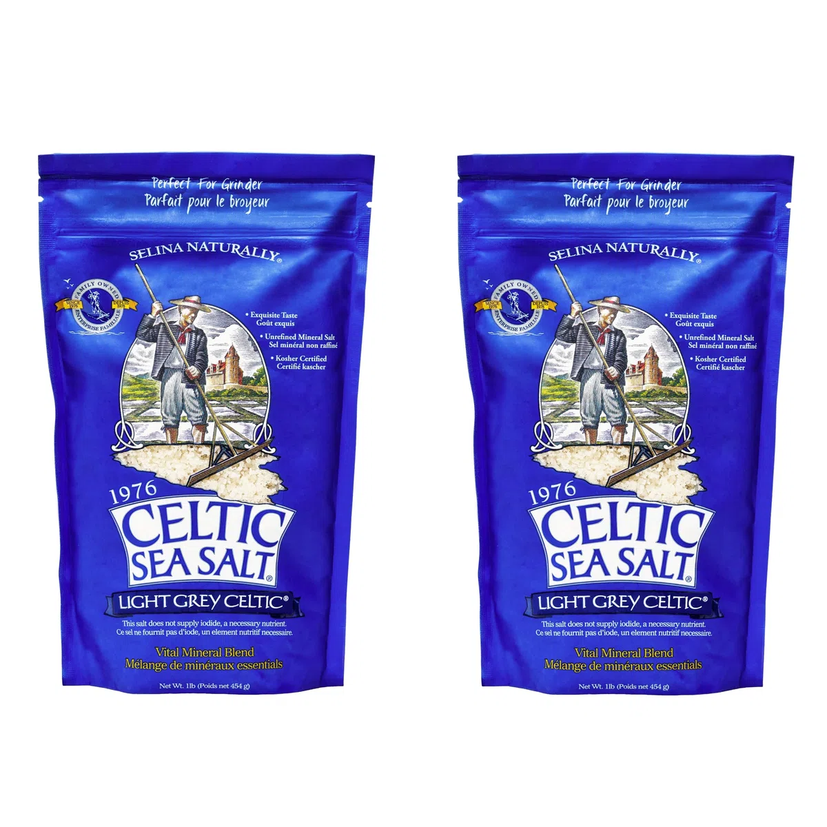 Light Grey Celtic coarse sea salt, 1 lb. bag - Pack of 2 by Celtic Sea Salt
