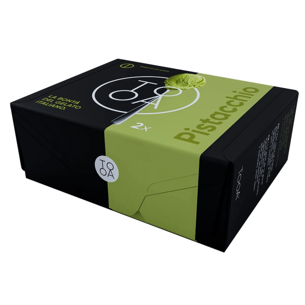 TooA Gelato al Pistacchio, 10 Astucci da 2 Brik Monoporzione (Totale 20 Brik), Pronto in Pochi Minuti, Preparato per Gelatiera TooA, Gelato Italiano 100% Naturale Senza Conservanti e Senza Glutine