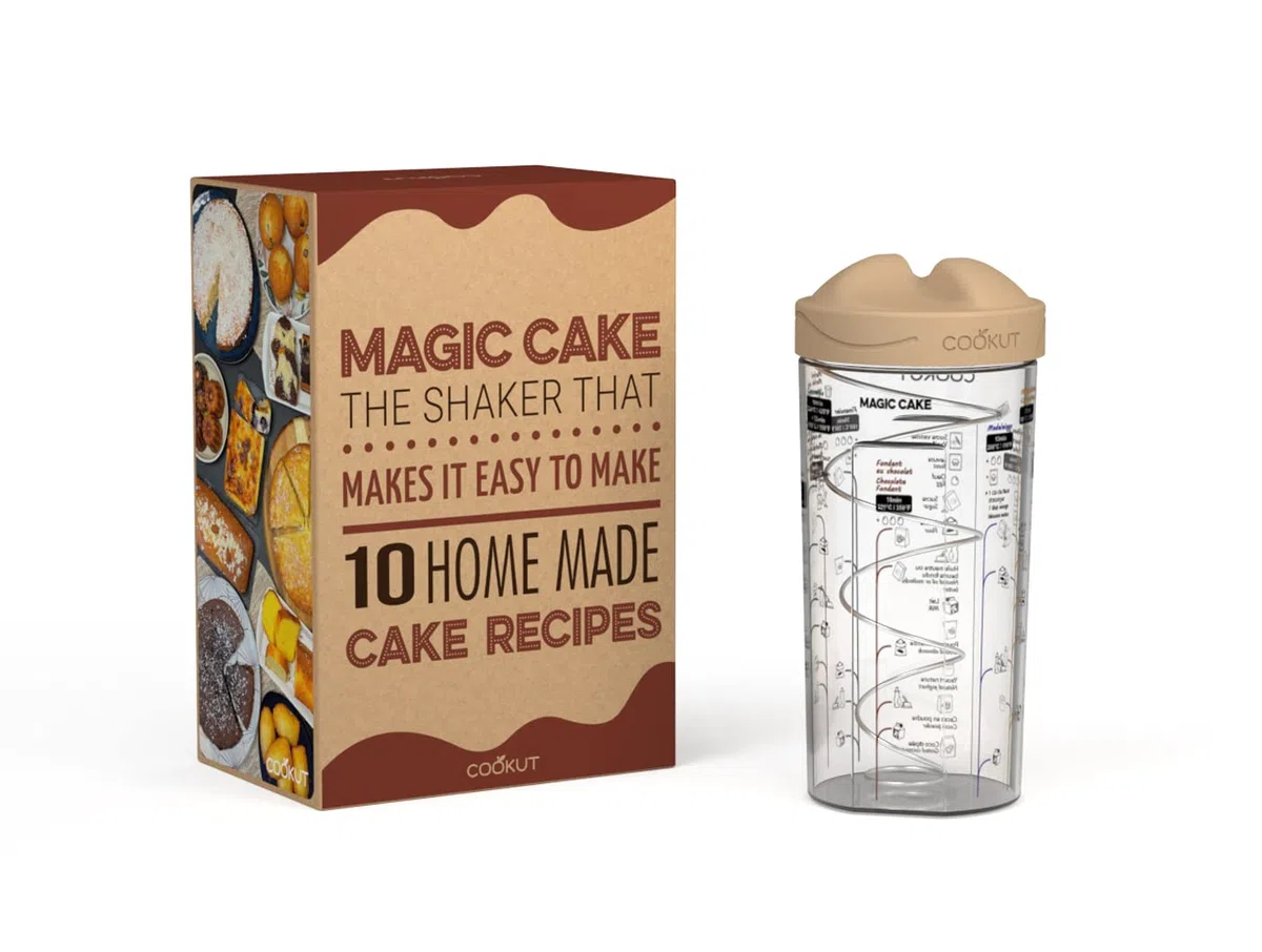 COOKUT - MAGIC CAKE - Lo shaker per 10 facili torte fatte in casa - Nessuna ricetta, nessun robot da cucina, nessuna bilancia, nessuna frusta, solo uno shaker