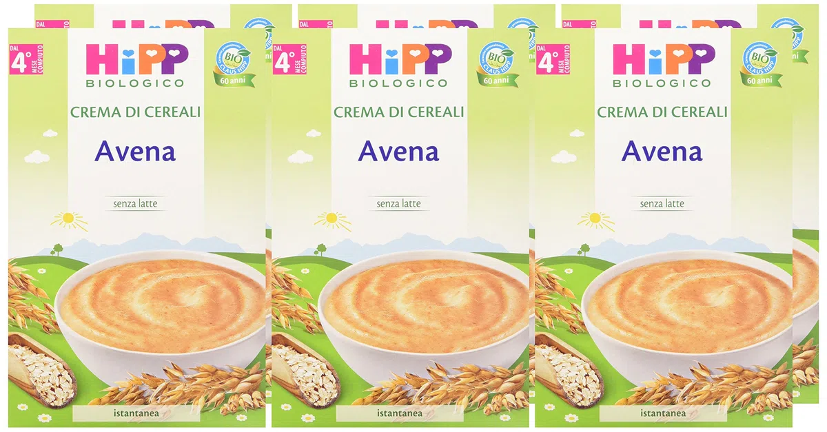 HiPP - Crema di Cereali Bio, Avena, 6 Confezioni da 200 g