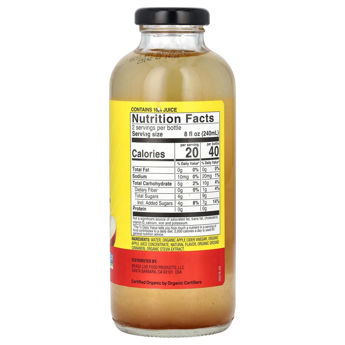 Braggs Organic Apple Cider Vinegar Drink Apple - Cinnamon 16 FL OZ (473ml)