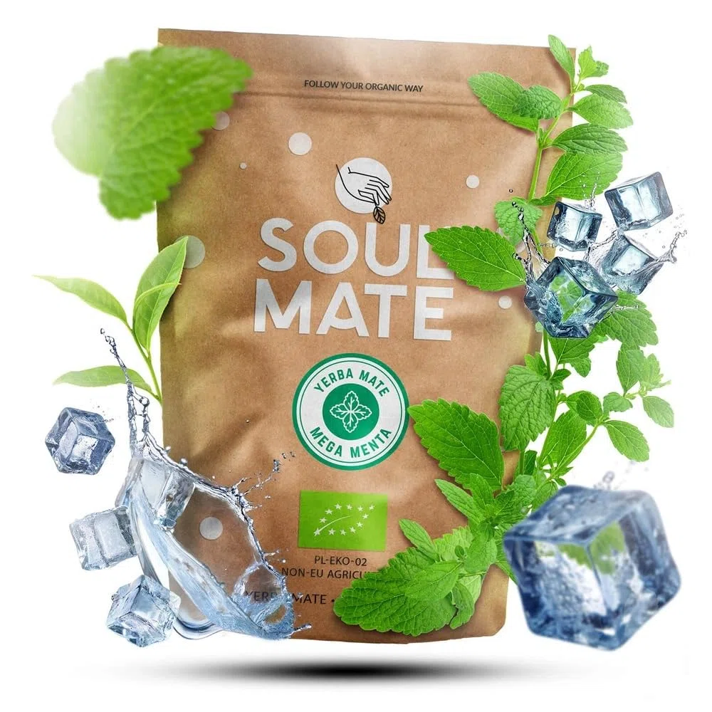 Soul Mate Orgánica Mega Menta 1 kg (2x500g) – Bio-Yerba Mate, gusto di menta e mentolo, energizzante naturale