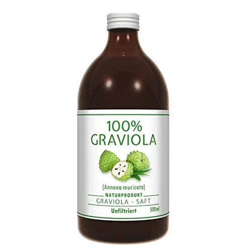 100% SUCCO DI GRAVIOLA - non filtrato e vegano - 500 ml. Prodotto al con purea di 100% Graviola. Guanabana. Corossol. Soursop. Stachelannone.