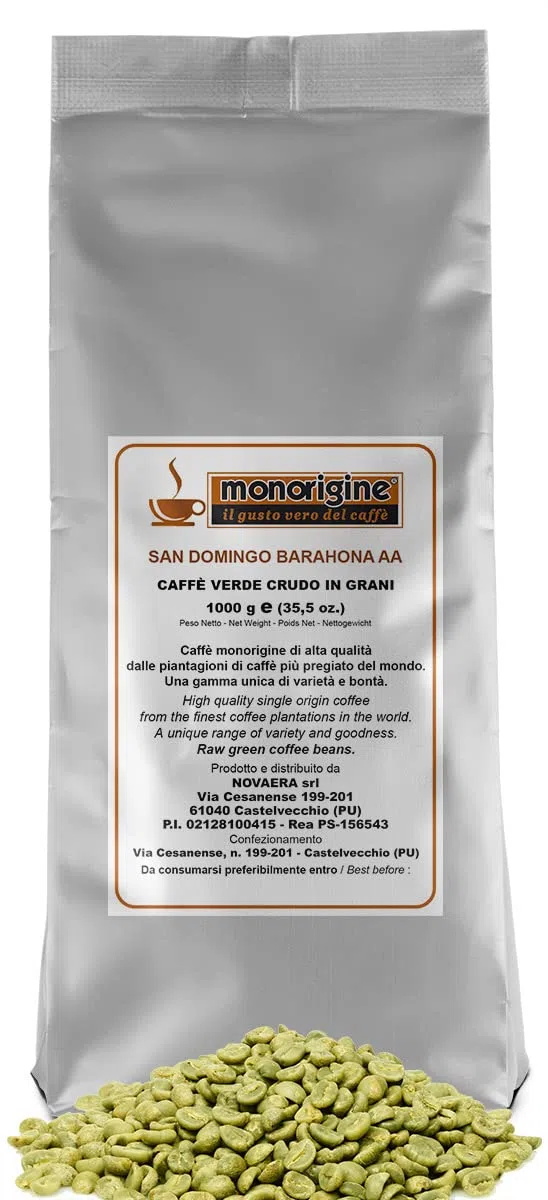Caffè Verde Arabica in grani Santo Domingo Barahona AA - 1 Kg - Caffè Monorigine Arabica 100%