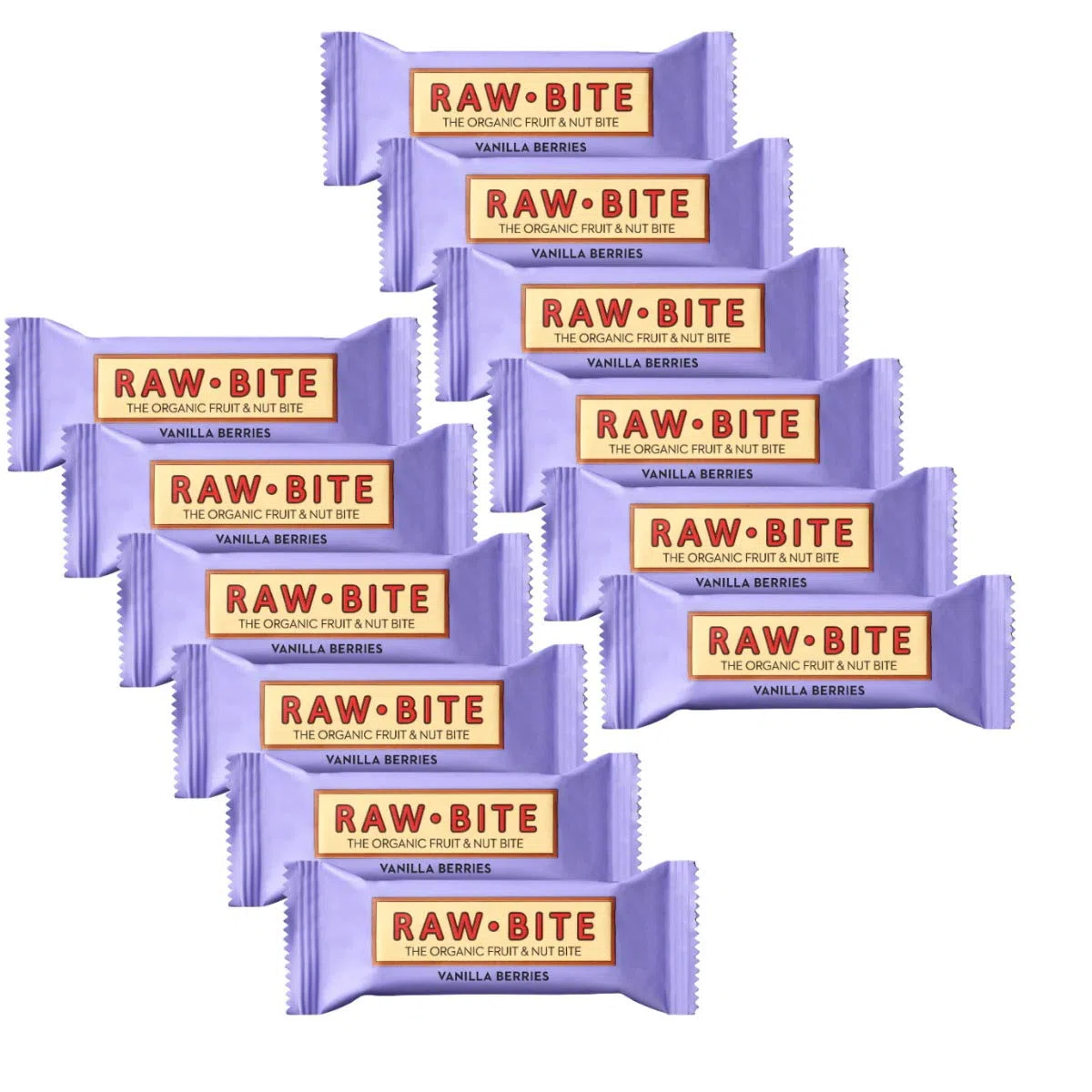 Raw Bite barretta energetica ecologica, 12 x 50 g, sapore vaniglia e fragola.