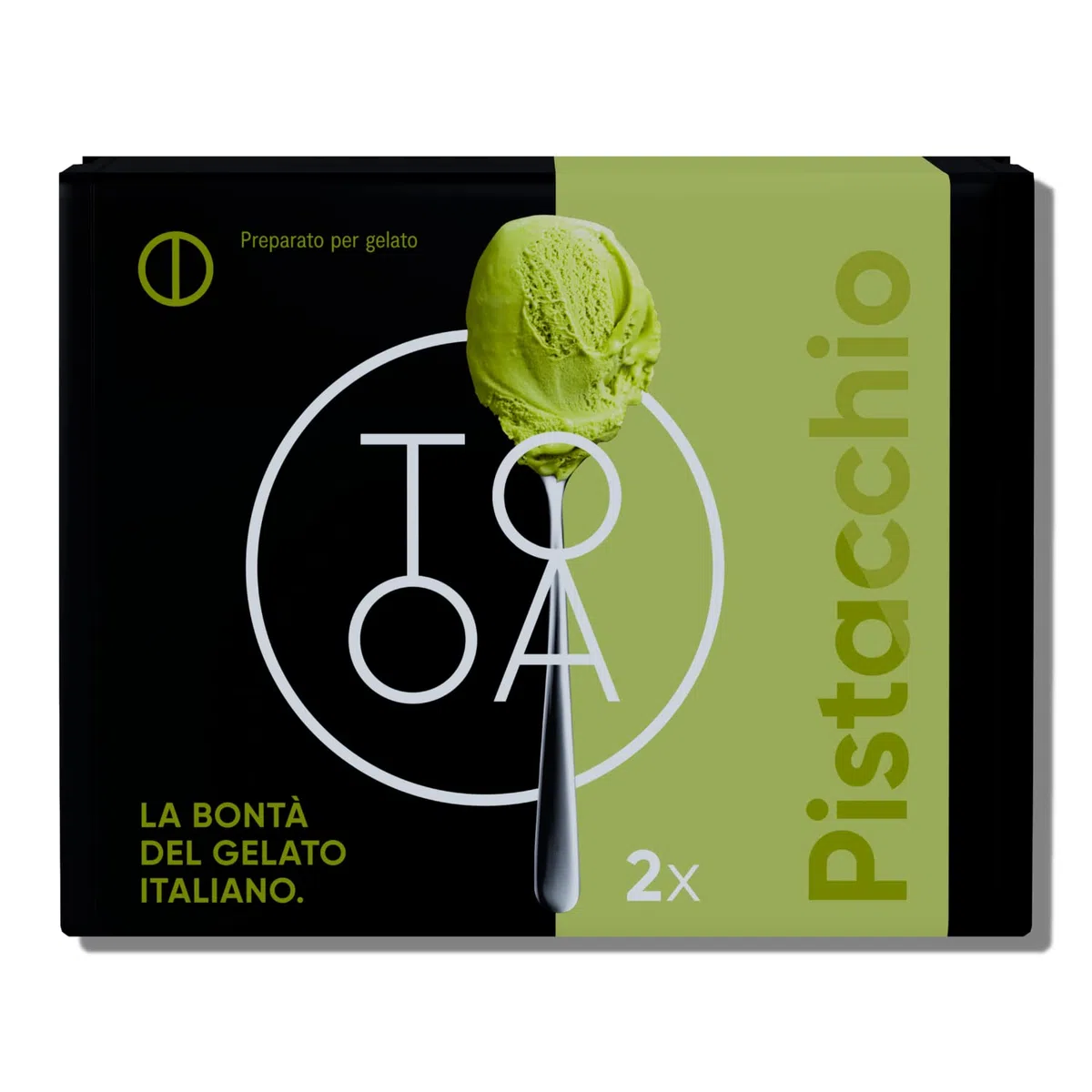 TooA Gelato al Pistacchio, 10 Astucci da 2 Brik Monoporzione (Totale 20 Brik), Pronto in Pochi Minuti, Preparato per Gelatiera TooA, Gelato Italiano 100% Naturale Senza Conservanti e Senza Glutine