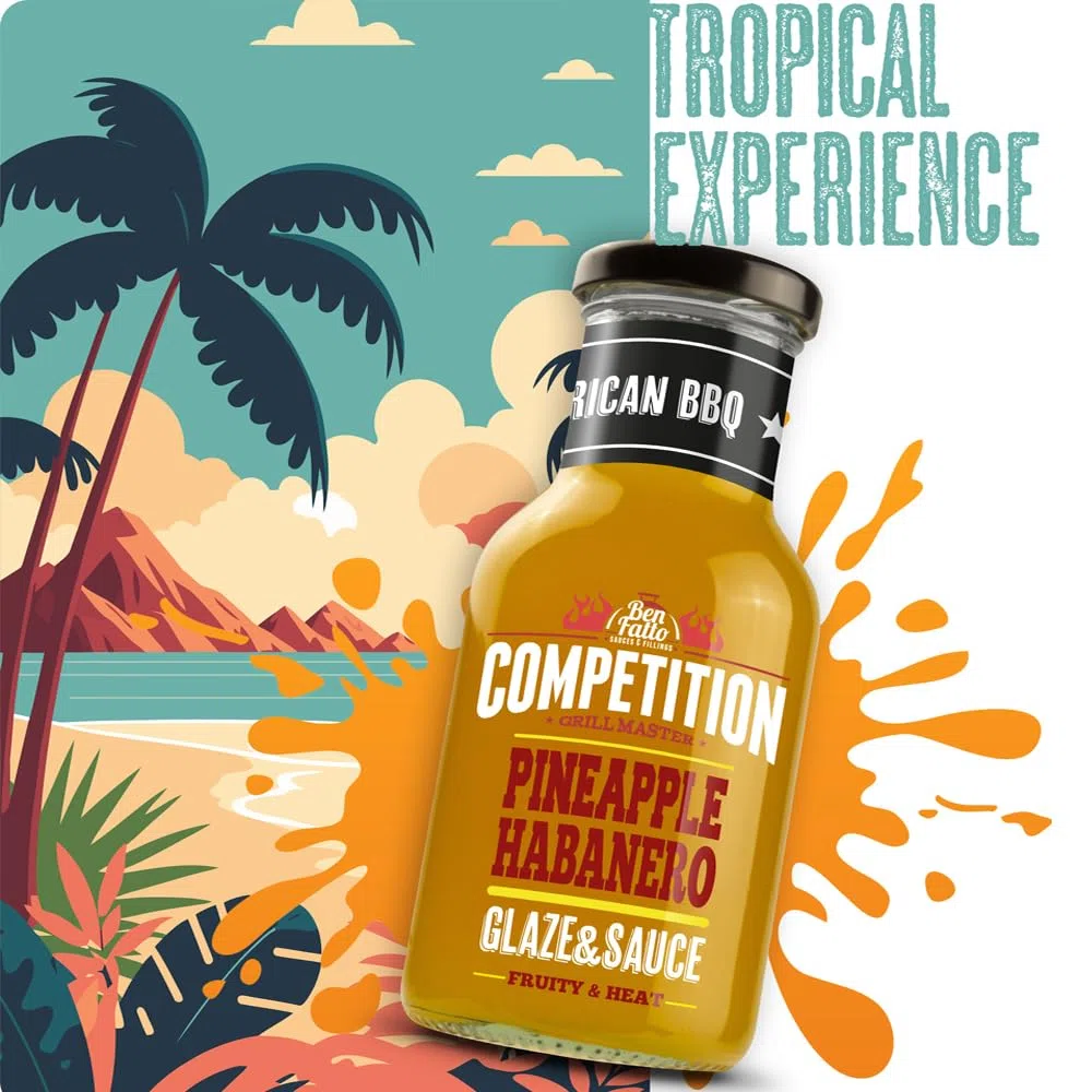GLAZE & SAUCE PINEAPPLE HABANERO Competition Benfatto Glassa con ananas e peperoncini Habanero per BBQ