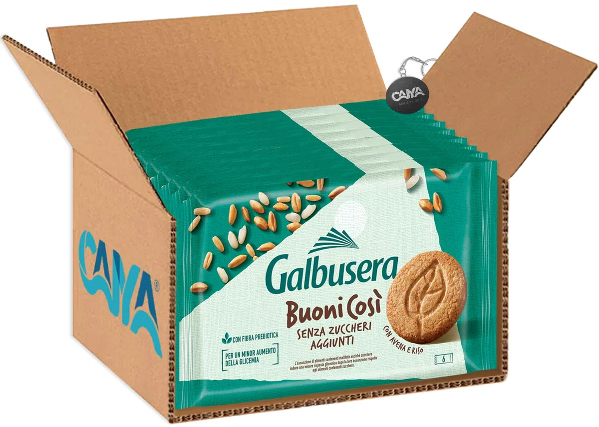 Galbusera BuoniCosì Biscotti Cereali con Riso e Avena Senza Zuccheri Aggiunti 300g [CAIYA® BOX da 8 Confezioni]
