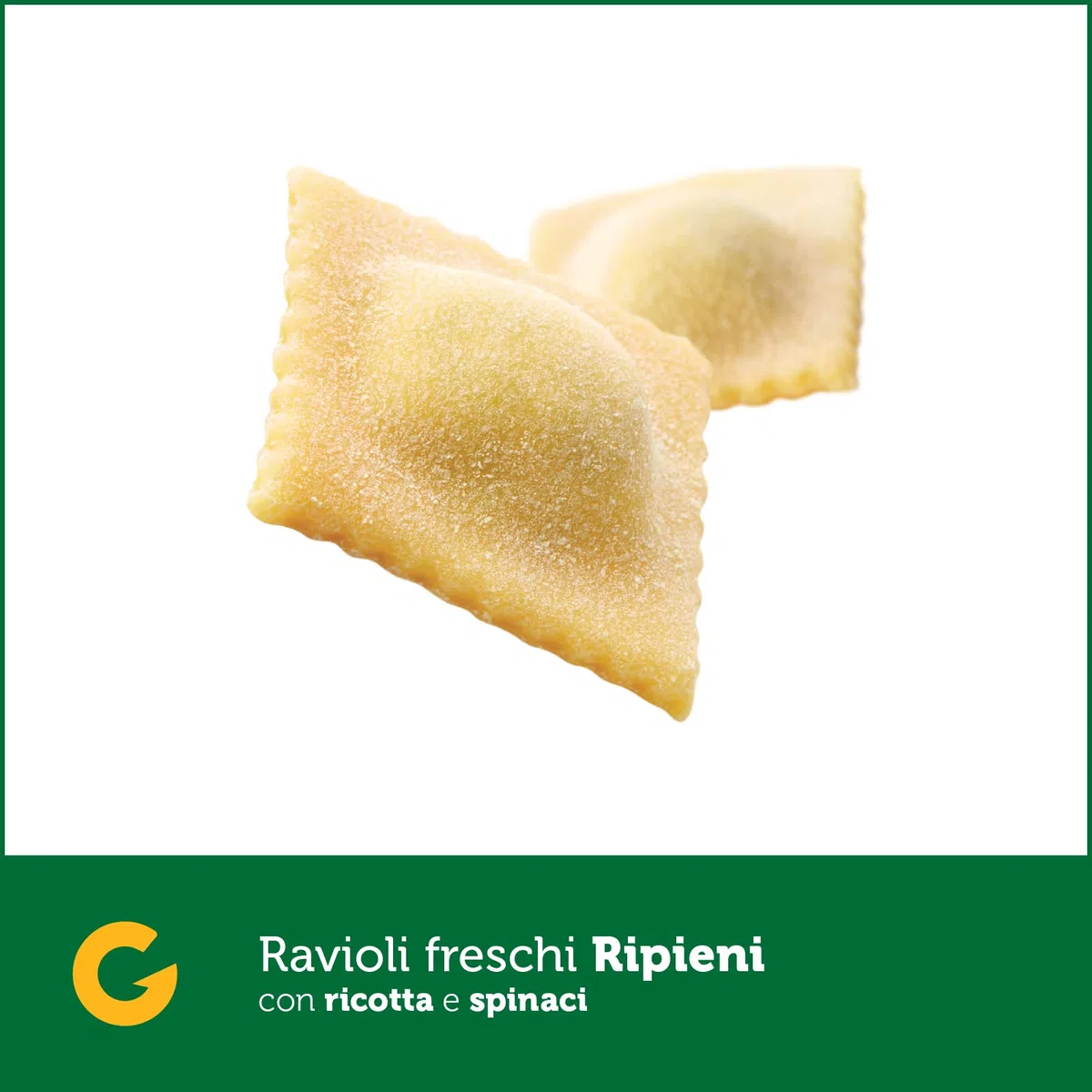 Giusto Ravioli Ricotta e Spinaci Senza Glutine, Pasta all'Uovo con Ripieno, 250 g