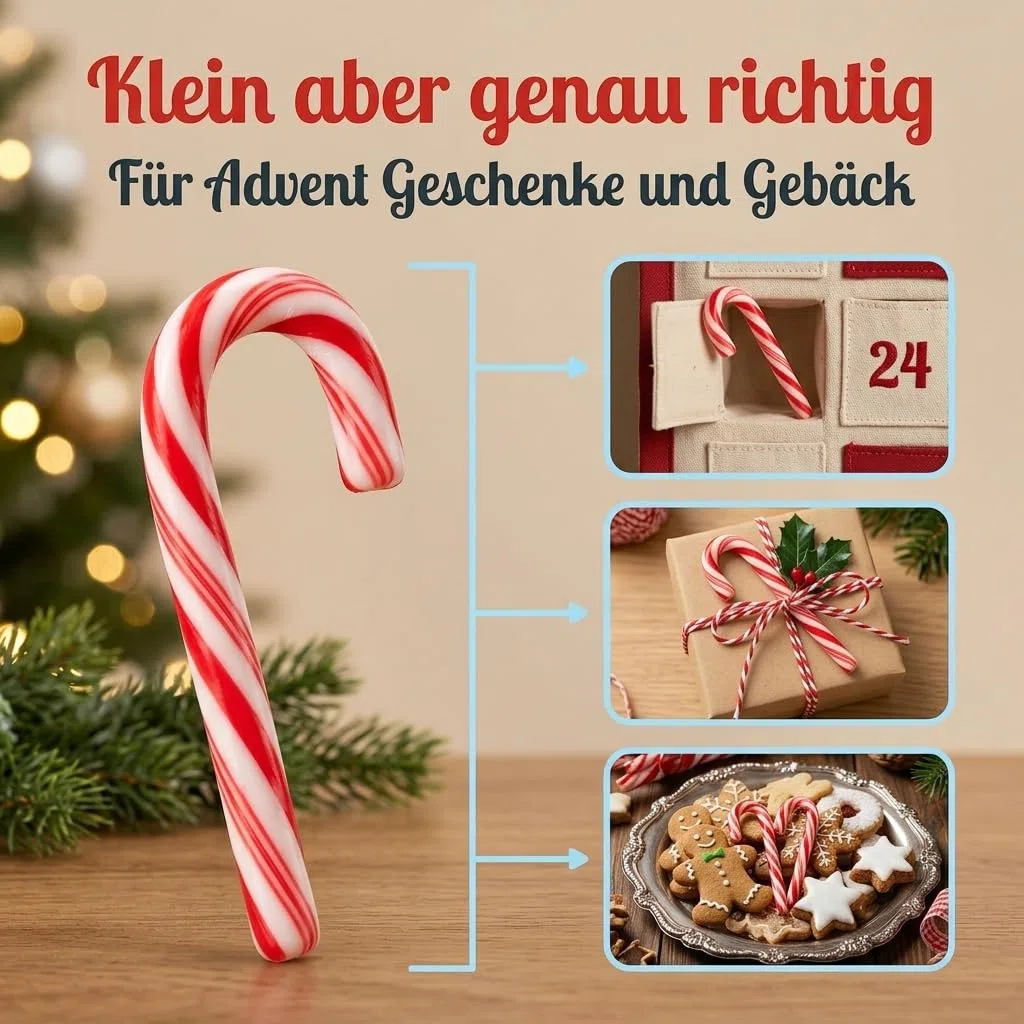MIJOMA Mini bastoncini di zucchero 100 pezzi – sapore di menta piperita – caramelle di Natale – 4 confezioni da 25 pezzi – vegan halal senza glutine – rosso bianco – classico Candy Canes