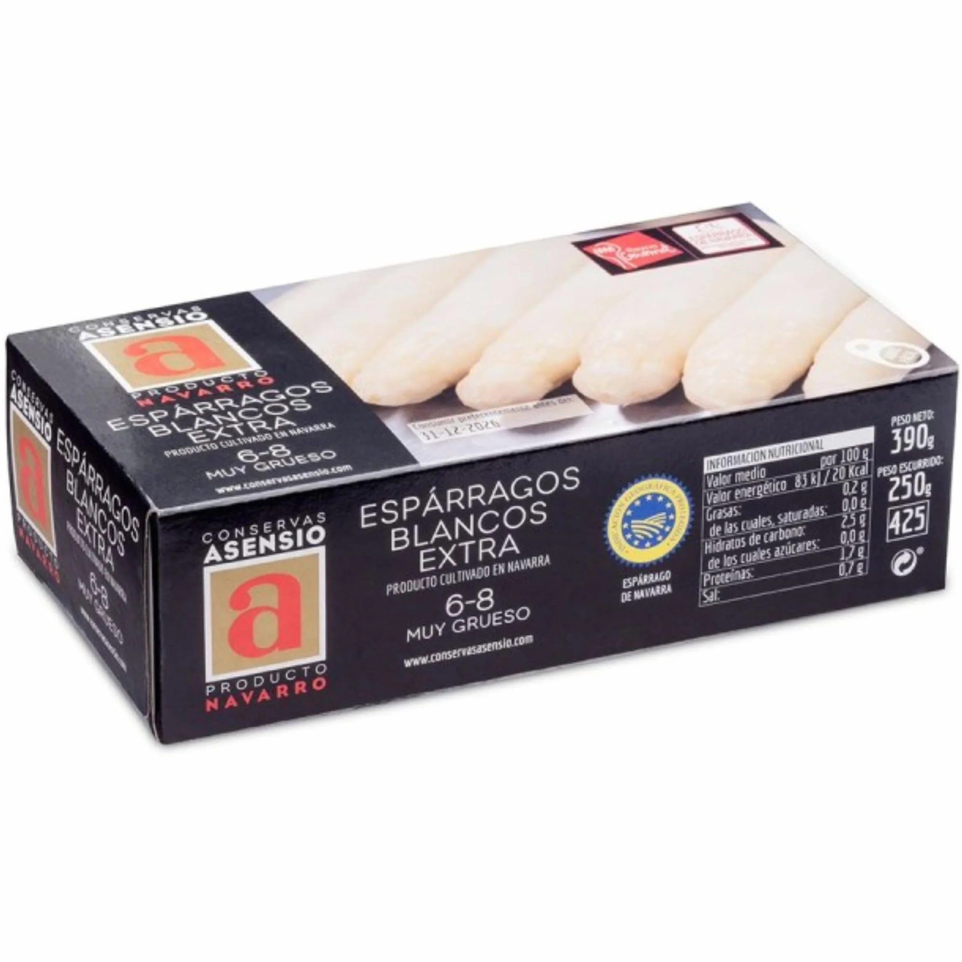 THE BASQUE gourmet - Asparagi Bianchi di Navarra molto Grossi - 6-8 pz lattina - 390 g netti - 3 unità