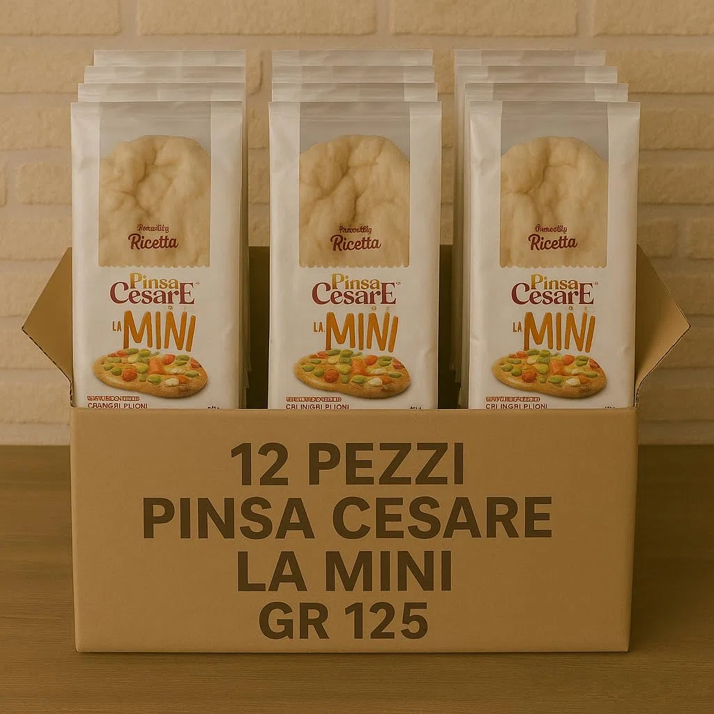 Pinsa Cesare Mini – 12 Basi da 125g – Morbida Dentro e Croccante Fuori – Senza Conservanti – Ideale per Finger Food, Aperitivi, Monoporzione – Pronta in 5 Minuti