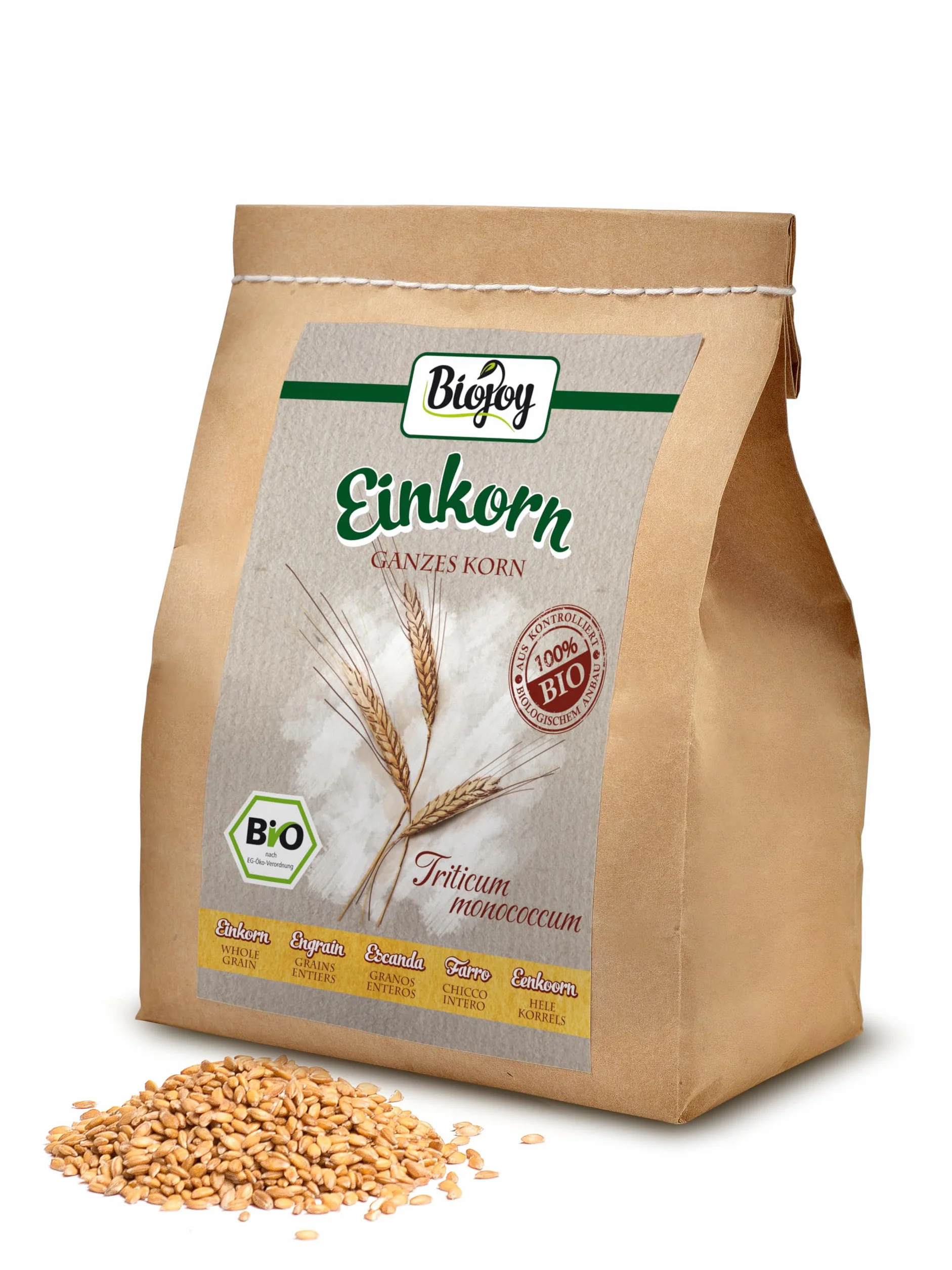 Biojoy Farro Monococco integrale BIO (2 kg) Farro Monococco in chicchi (Triticum monococcum)