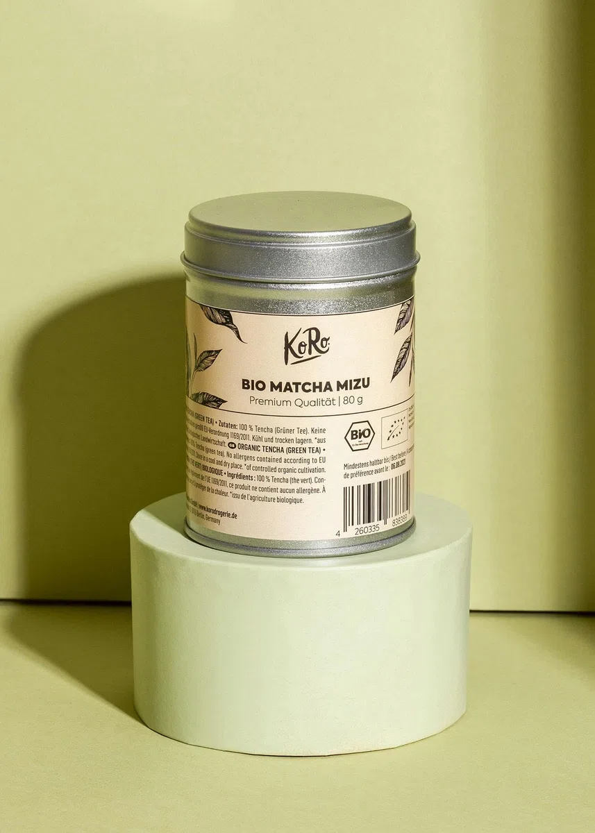 KoRo - Tè Matcha Mizu bio 80 g - Qualità premium - Pratico barattolo di metallo - Per matcha latte e dolci