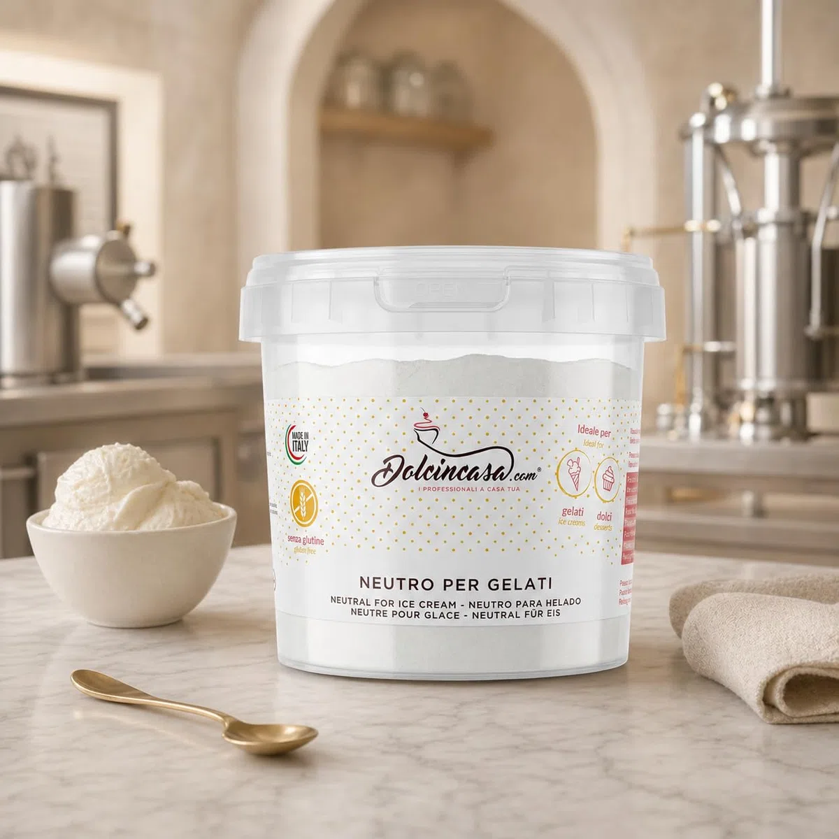 Dolcincasa-Neutro per Gelati con Farina di Guar e Semi di Carrube Addensante Emulsionante Stabilizzante 500g Senza Glutine