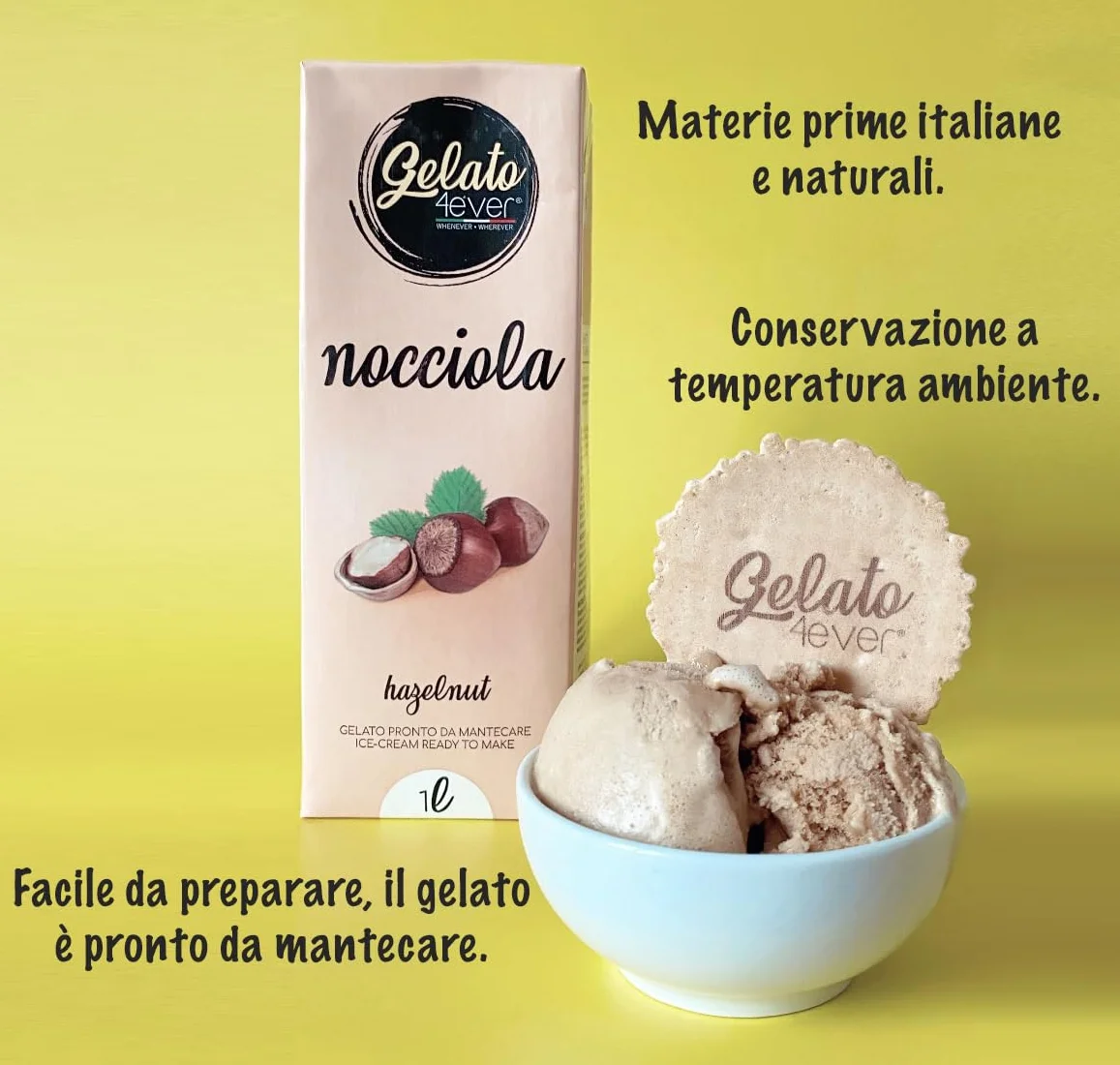 Gelato 4ever - Preparato per Gelato Pronto da Mantecare, Double Pack, Facile da Preparare, Compatibile con Tutte le Macchine per Gelati Come Ninja Creami, Magimix, HKoenig, 1L per Brick, Made in Italy