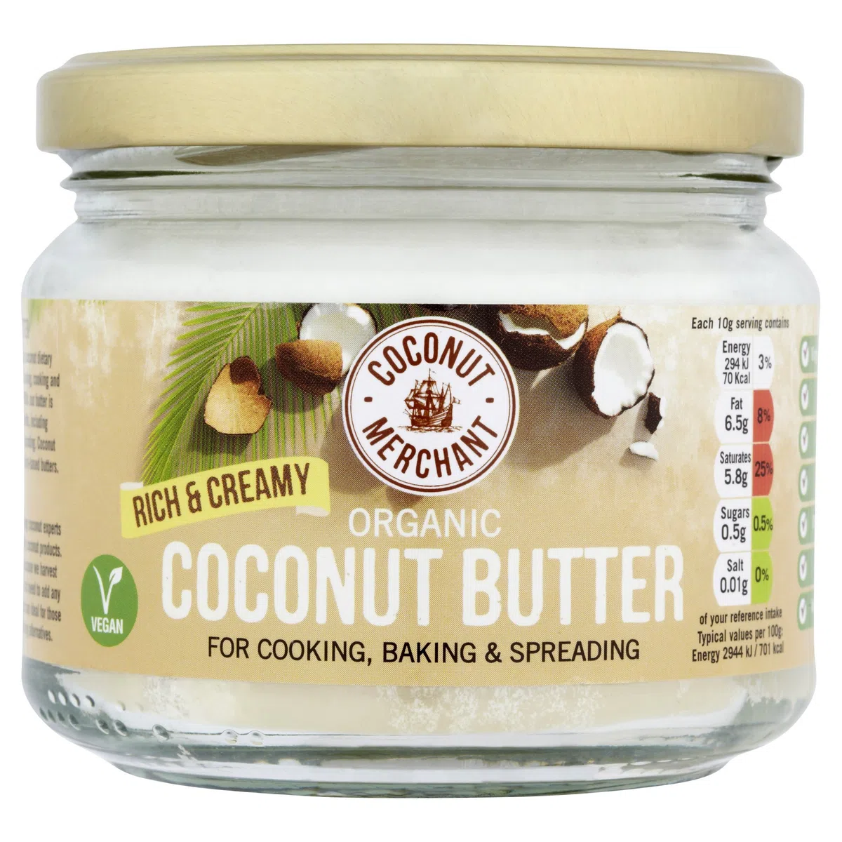 Coconut Merchant Burro di cocco biologico/Ricco/Cremoso, 300 g