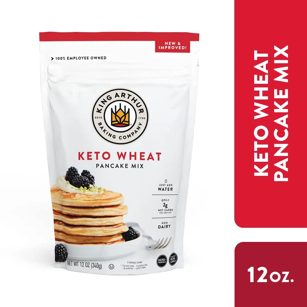 King Arthur, Mix per pancake cheto consapevole dei carboidrati, non OGM di provenienza, Kosher certificato, Keto Friendly, 12 once