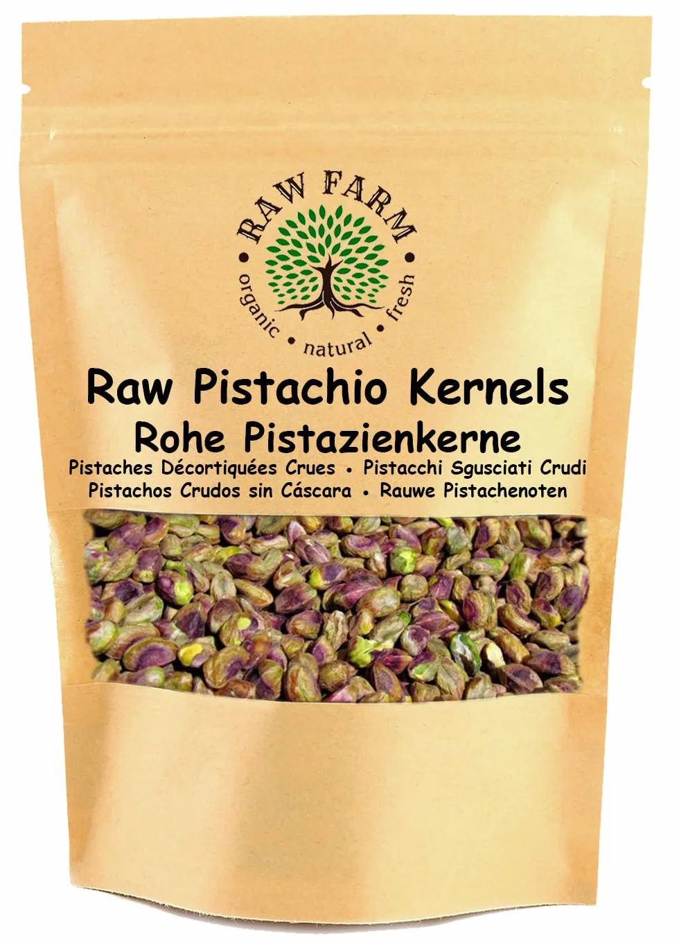 Raw Farm – Pistacchi interi crudi sgusciati – 500 g – Senza glutine – Senza soia