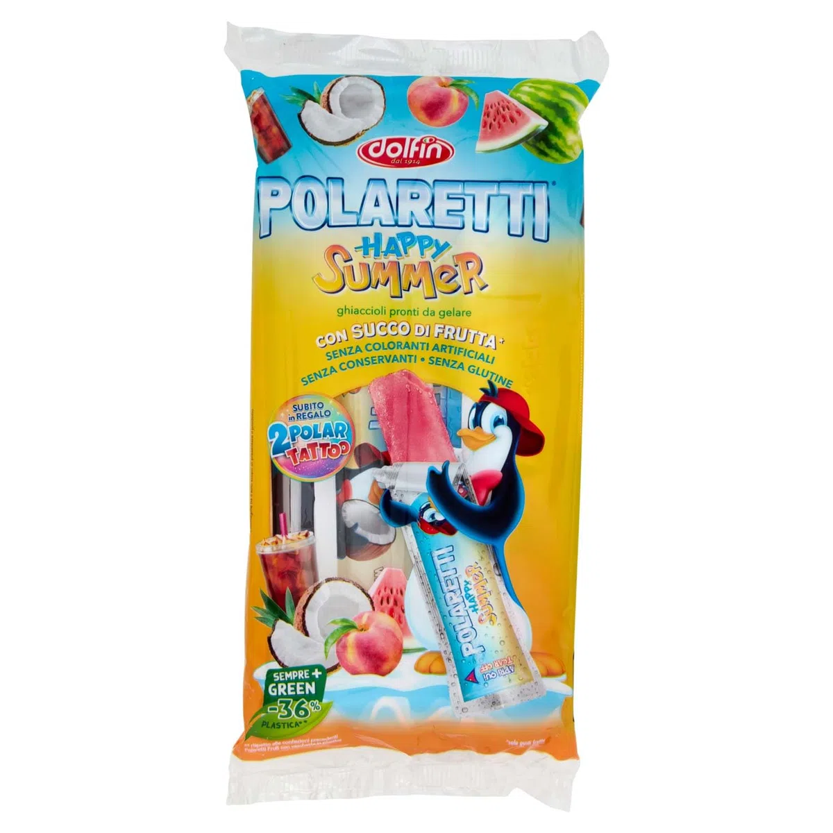 Dolfin Polaretti Happy Summer Con Sorpresa 10 Cocco Angurua Pesca Cola, 420ml