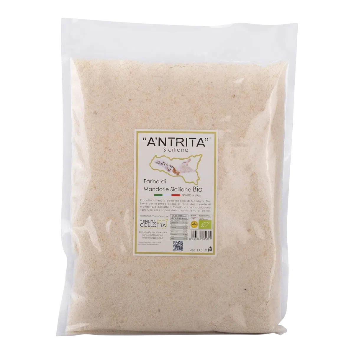 A'Ntrita® - Farina di Mandorle Bio 1 Kg - 100% Italiano - Prodotto in Sicilia