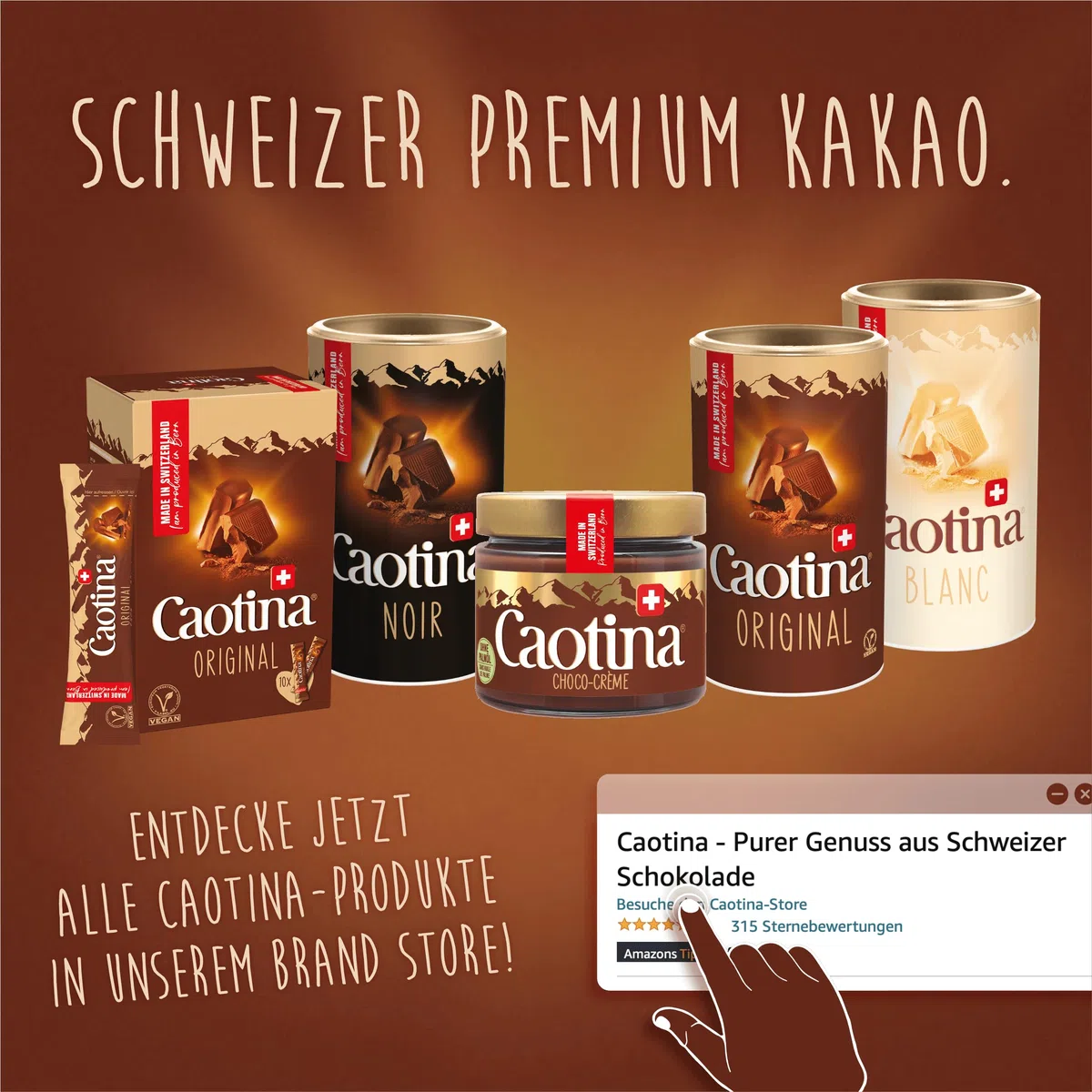 Caotina Blanc, cioccolato bianco da bere, cacao in polvere con il miglior cioccolato bianco svizzero, cioccolata calda sostenibile e certificata, 1x500g