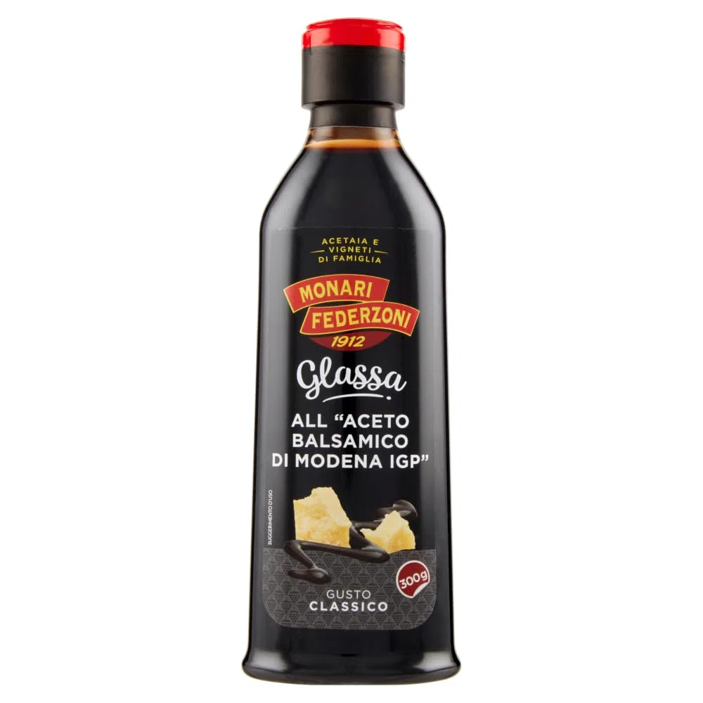 Confezione da 3 Monari Federzoni Glassa all'Aceto Balsamico di Modena,300g + 1 Confezione di Talco Felce Azzurra in omaggio, Busta da 100g