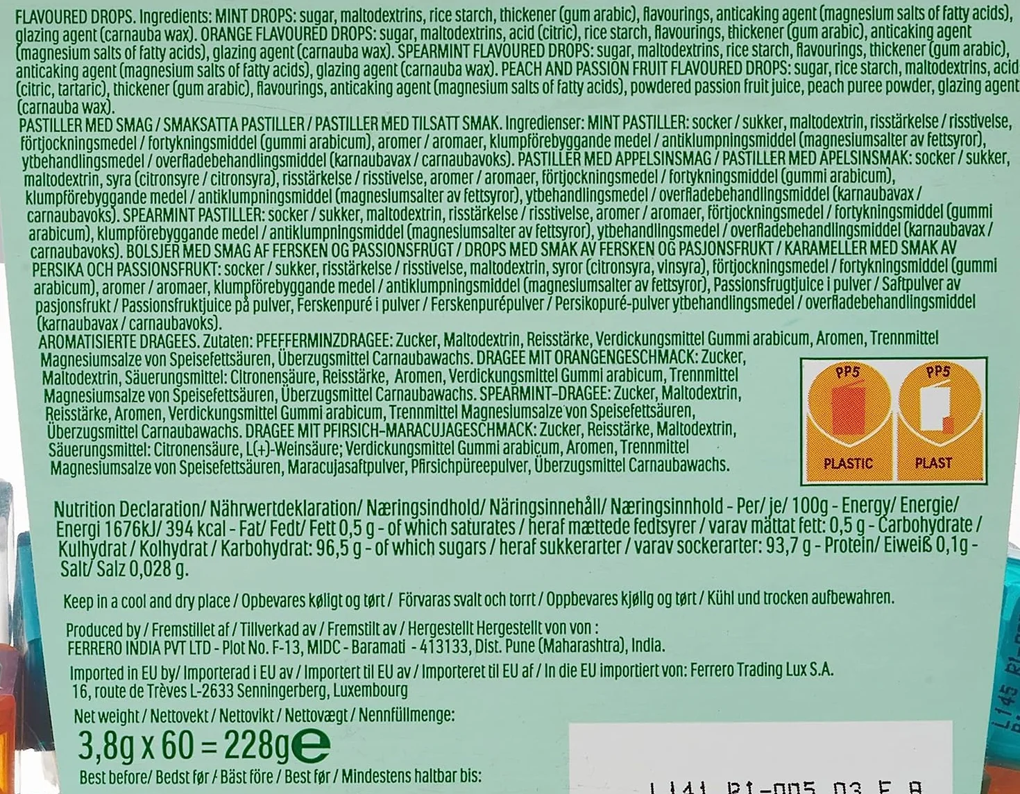 Tic Tac Travels caramelle confetti menta e frutta confezioni piccole 60 pz