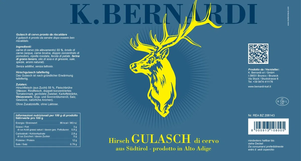 Gulasch di cervo tirolese 500 gr. - Bernardi Karl