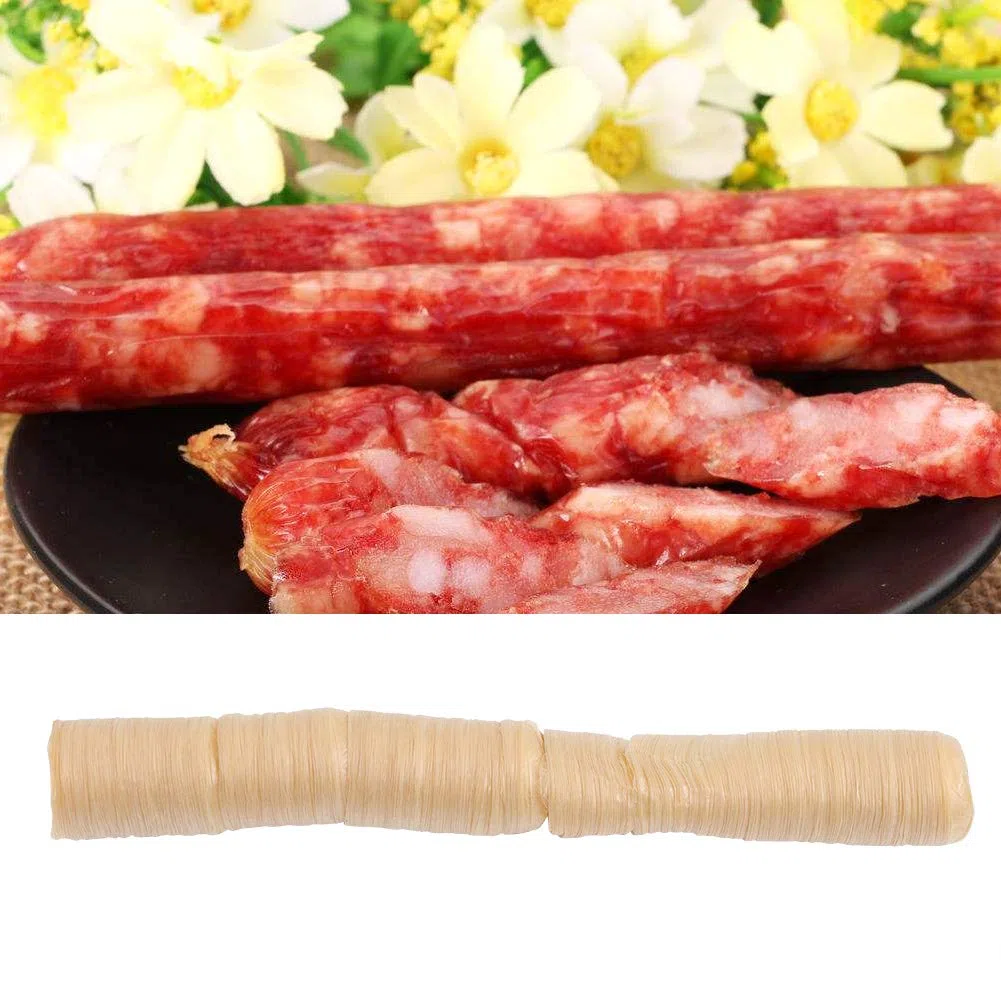 Involucro Salsiccia Commestibile, Lunghezza 14m Diametro 26mm Involucro Salsiccia Essiccazione Ideale per Preparare Salsicce Fatte in Casa, Facile Utilizzo e Sicuro per Varie Tipologie di Carne