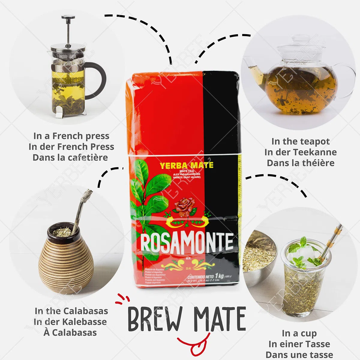 Rosamonte Yerba Mate Tradizionale 0,5 kg | Kit da Tè in Acciaio Inox: Tazza - Zucca | Cannuccia - Bombilla
