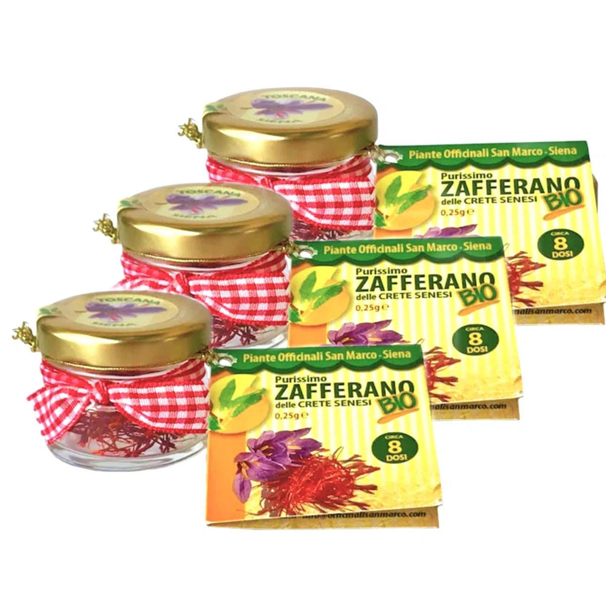 Officinali San Marco - Zafferano toscano biologico in pistilli delle Crete Senesi da 0,25g - 3 vasetti