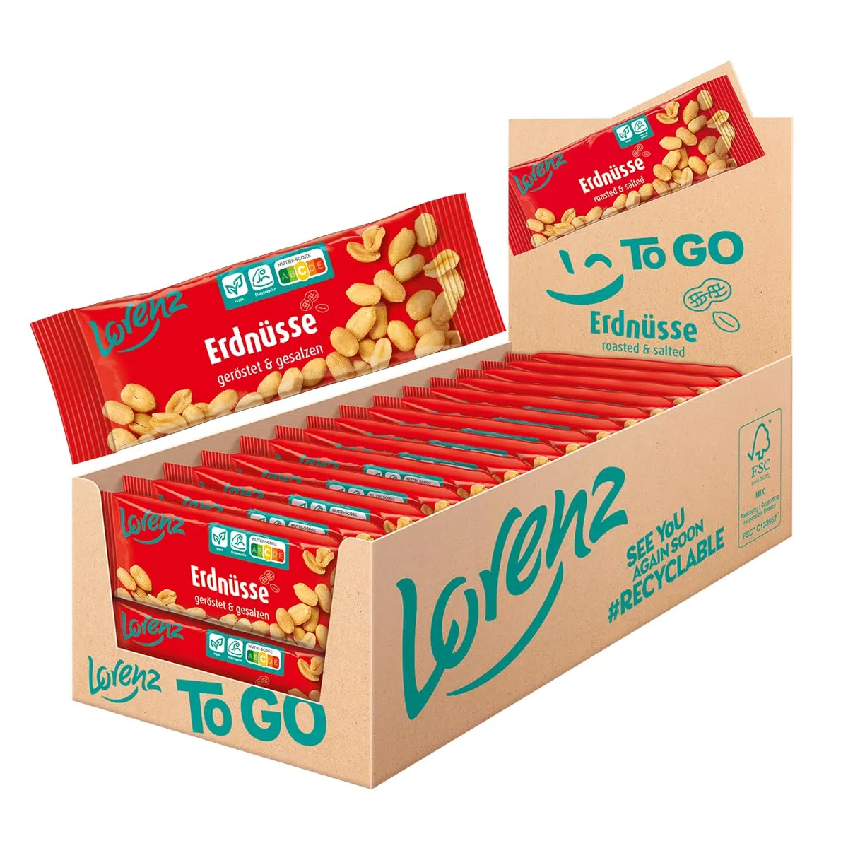 LORENZ | Arachidi tostate e salate | 28 x 40 g | vegan