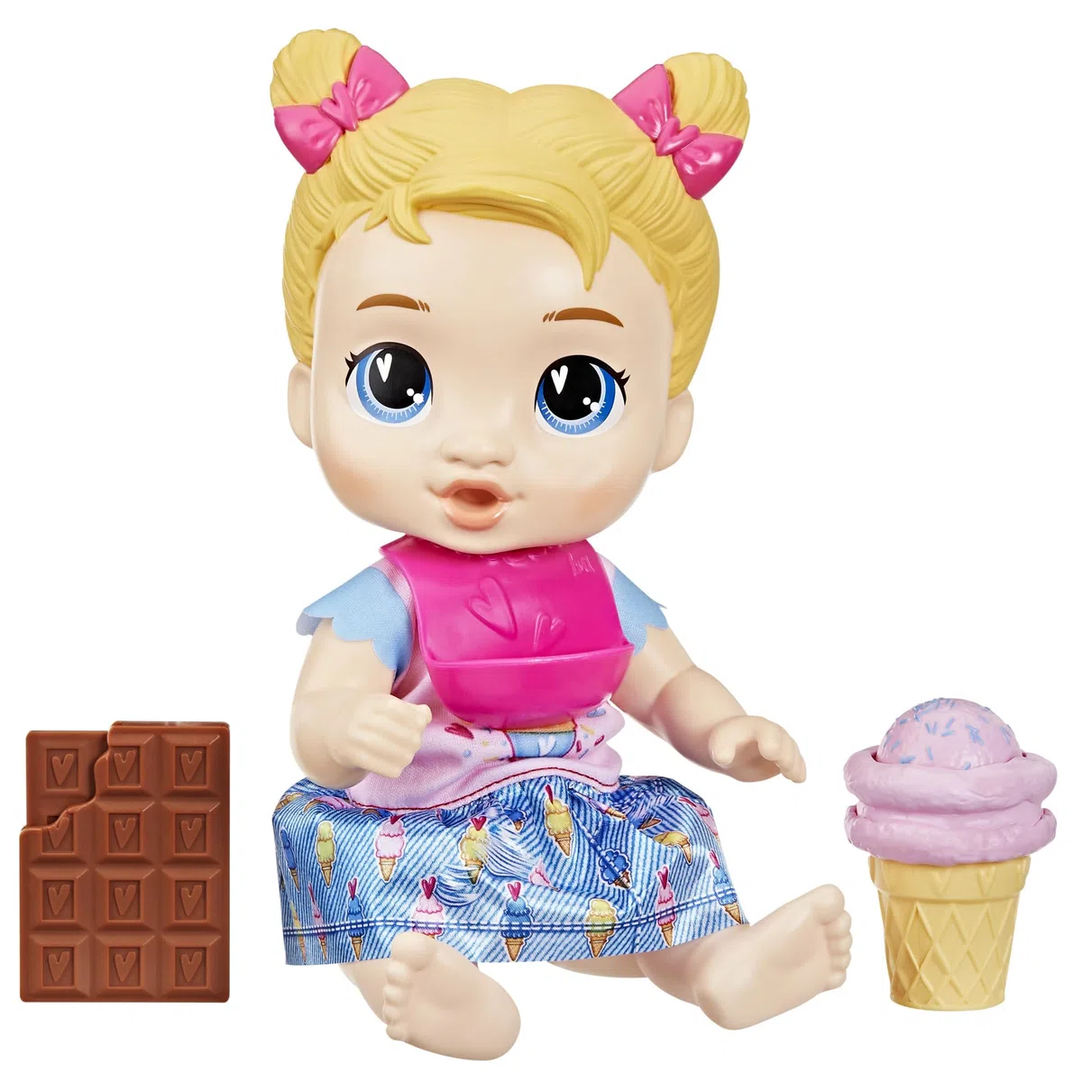 Baby Alive, Sweet Snacks Harper Hugs, Bambola con Cibo Finto, Capelli biondi, 28 cm, Giocattoli per Bambine e Bambini dai 3 Anni in su